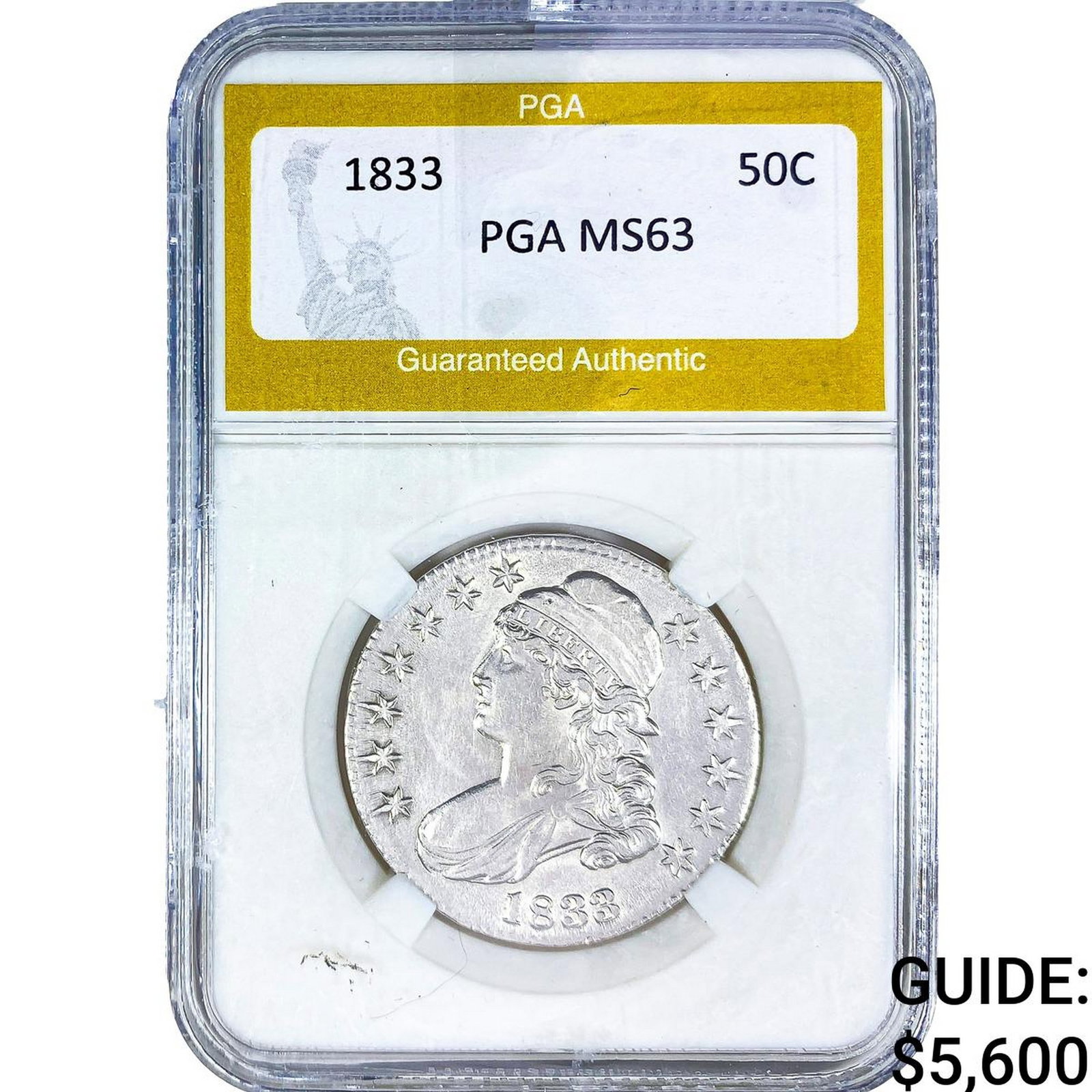 1833 Capped Bust Half Dollar PGA MS63 (1 of 2)
