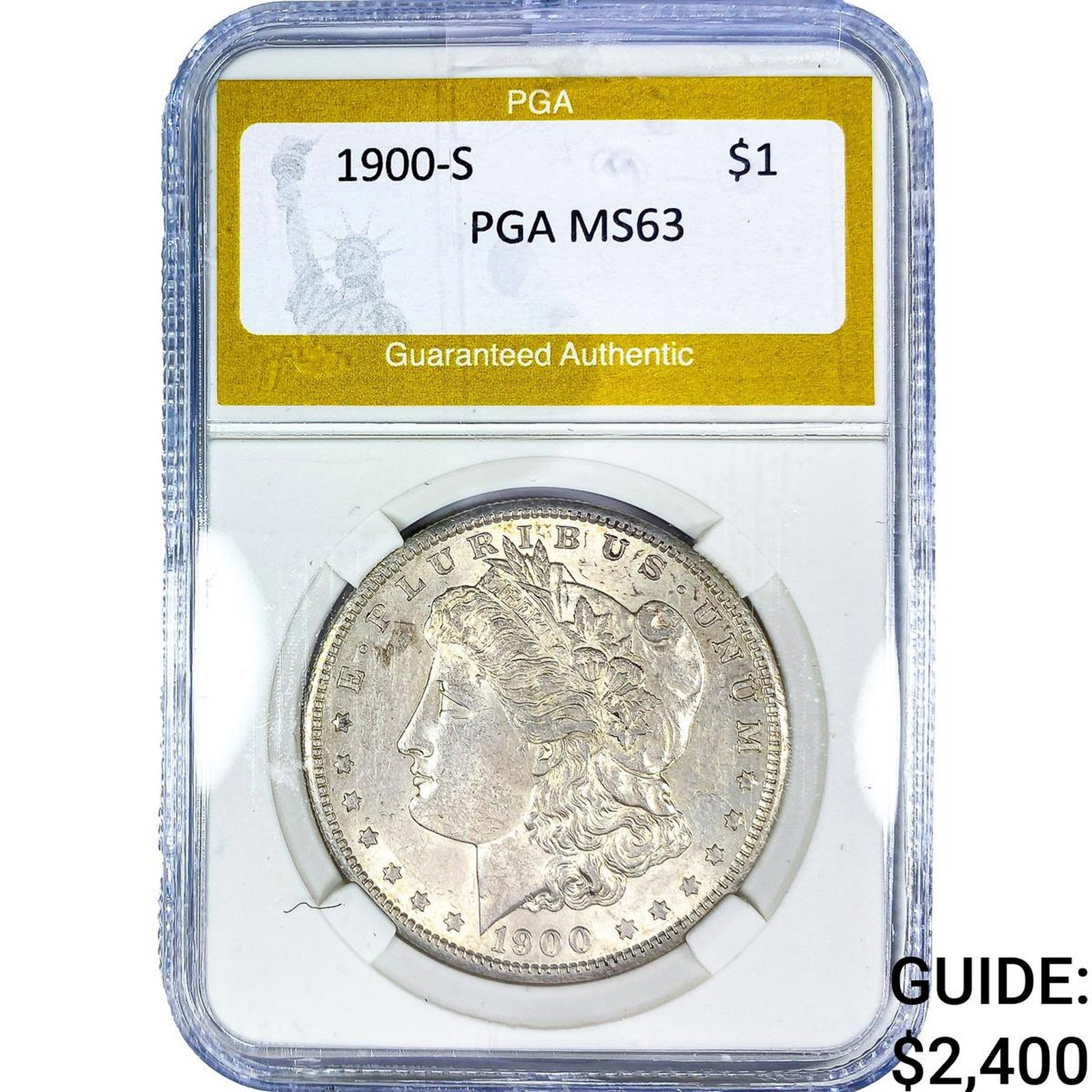1900-S Morgan Silver Dollar PGA MS63: 1900-S Morgan Silver Dollar PGA MS63