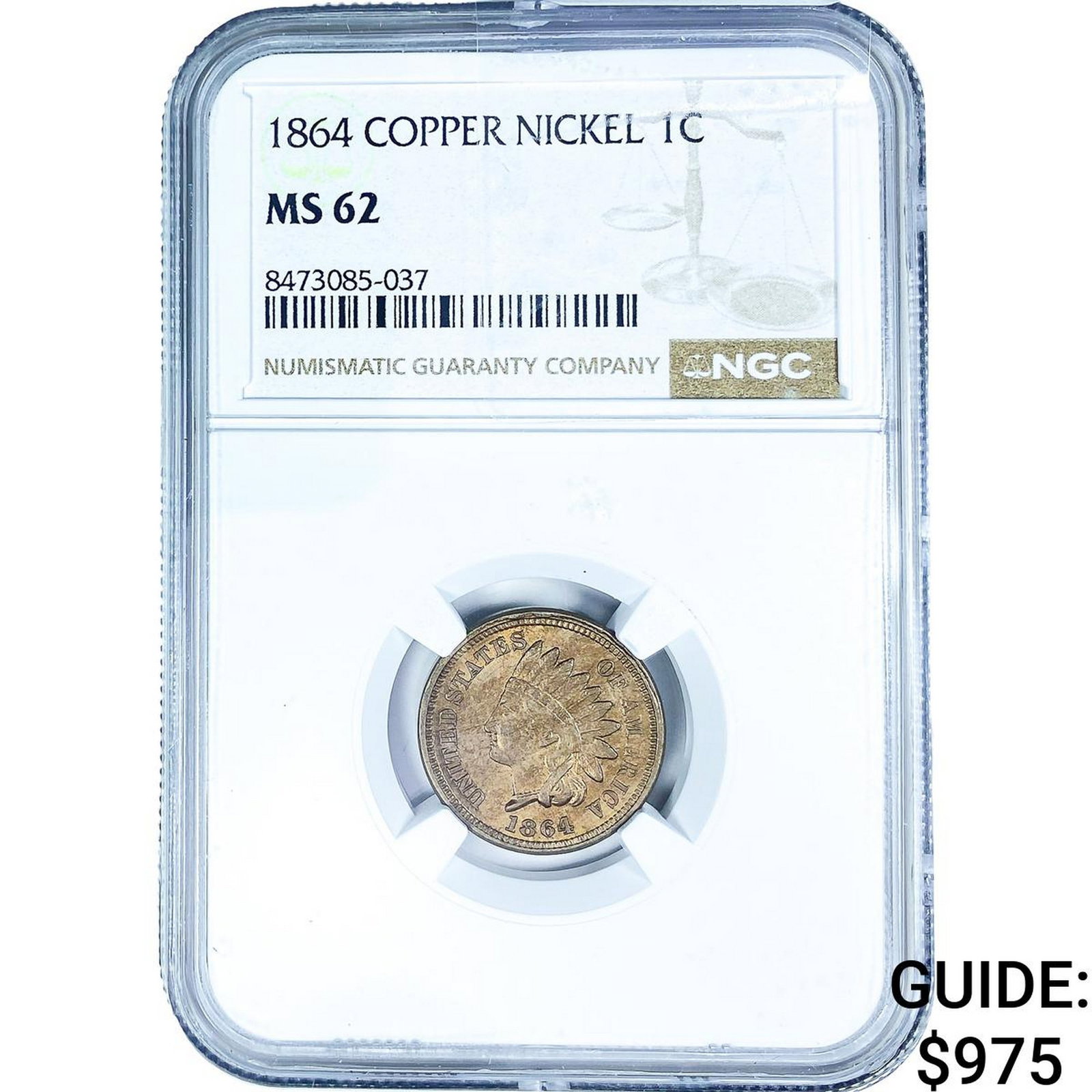 1864 Indian Head Cent NGC MS62 (1 of 2)