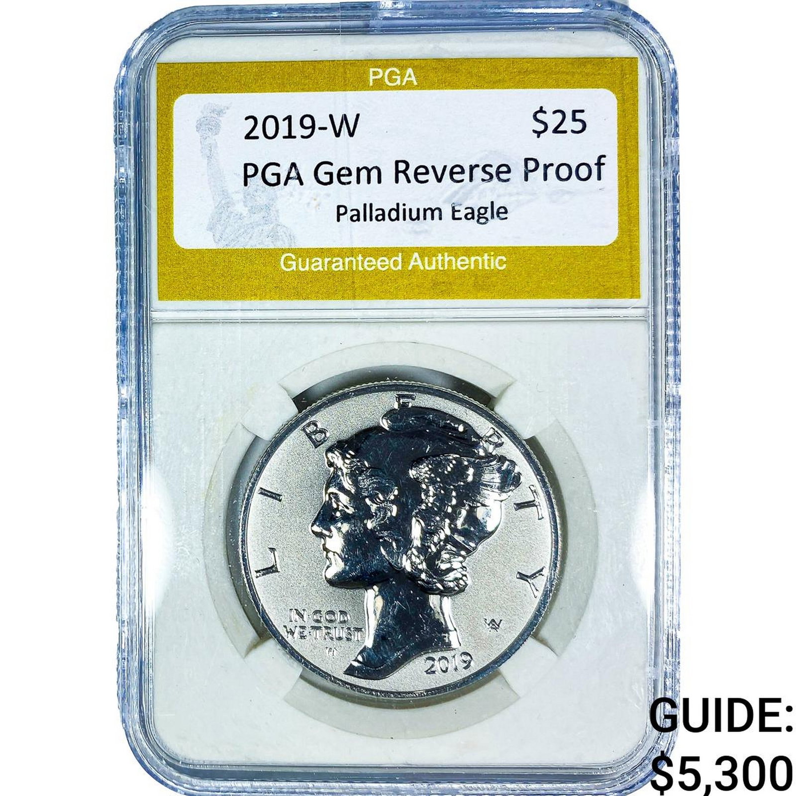2019-W 1oz $25 Palladium Eagle PGA Gem Reverse Proof: 2019-W 1oz $25 Palladium Eagle PGA Gem Reverse Proof