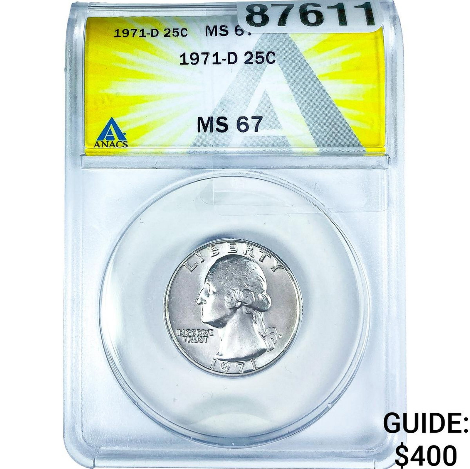 1971-D Washington Silver Quarter ANACS MS67: 1971-D Washington Silver Quarter ANACS MS67