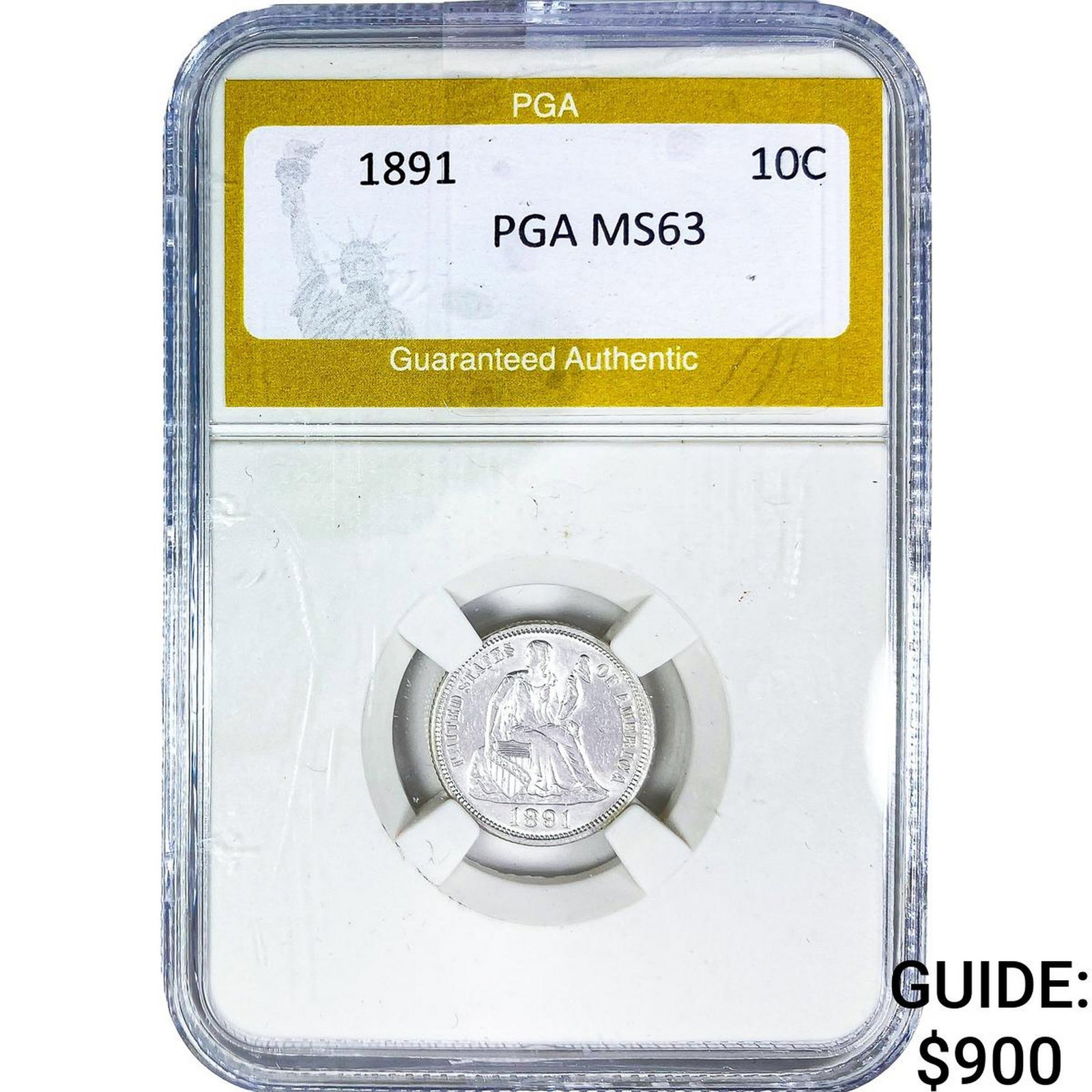 1891 Seated Liberty Dime PGA MS63: 1891 Seated Liberty Dime PGA MS63