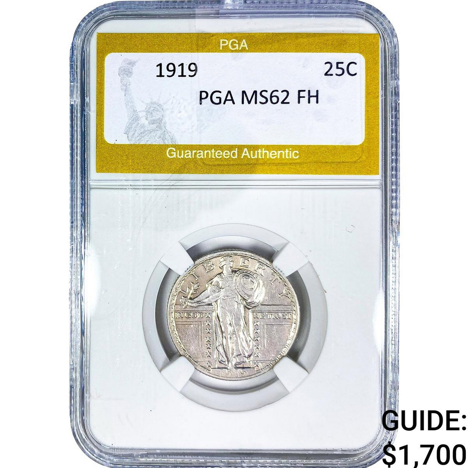 1919 Standing Liberty Quarter PGA MS62 FH: 1919 Standing Liberty Quarter PGA MS62 FH