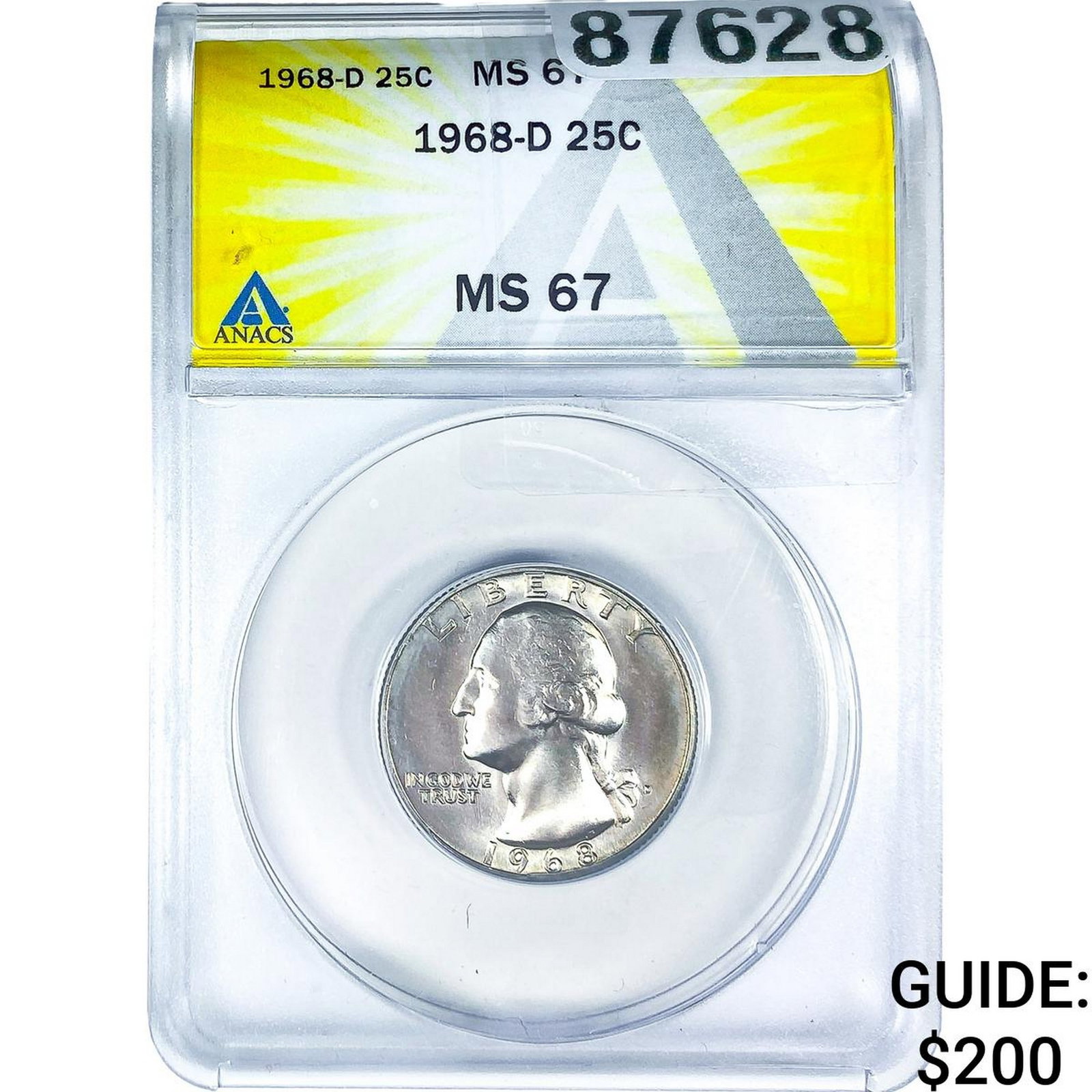 1968-D Washington Silver Quarter ANACS MS67: 1968-D Washington Silver Quarter ANACS MS67