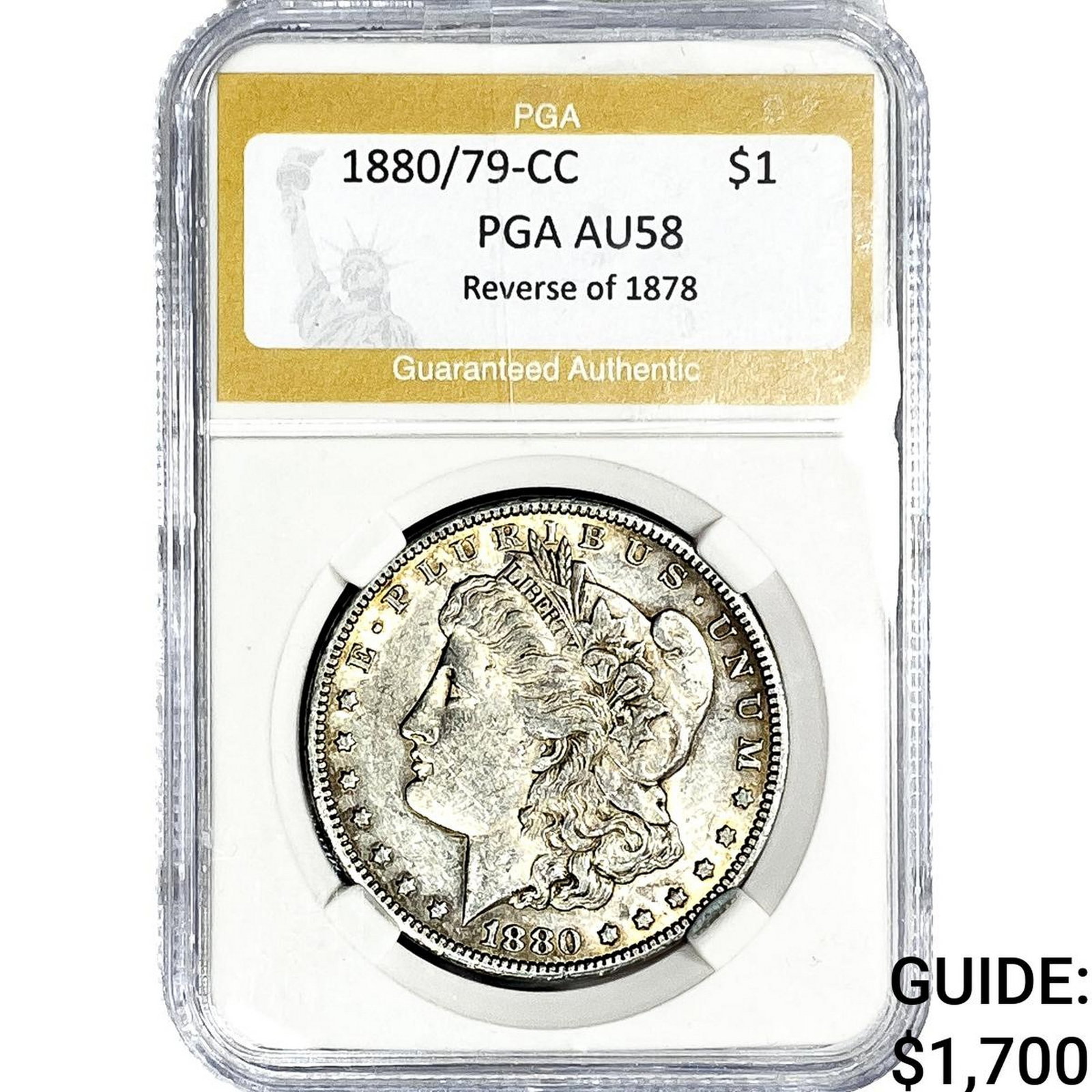 1880-CC Morgan Silver Dollar PGA AU58 (1 of 2)