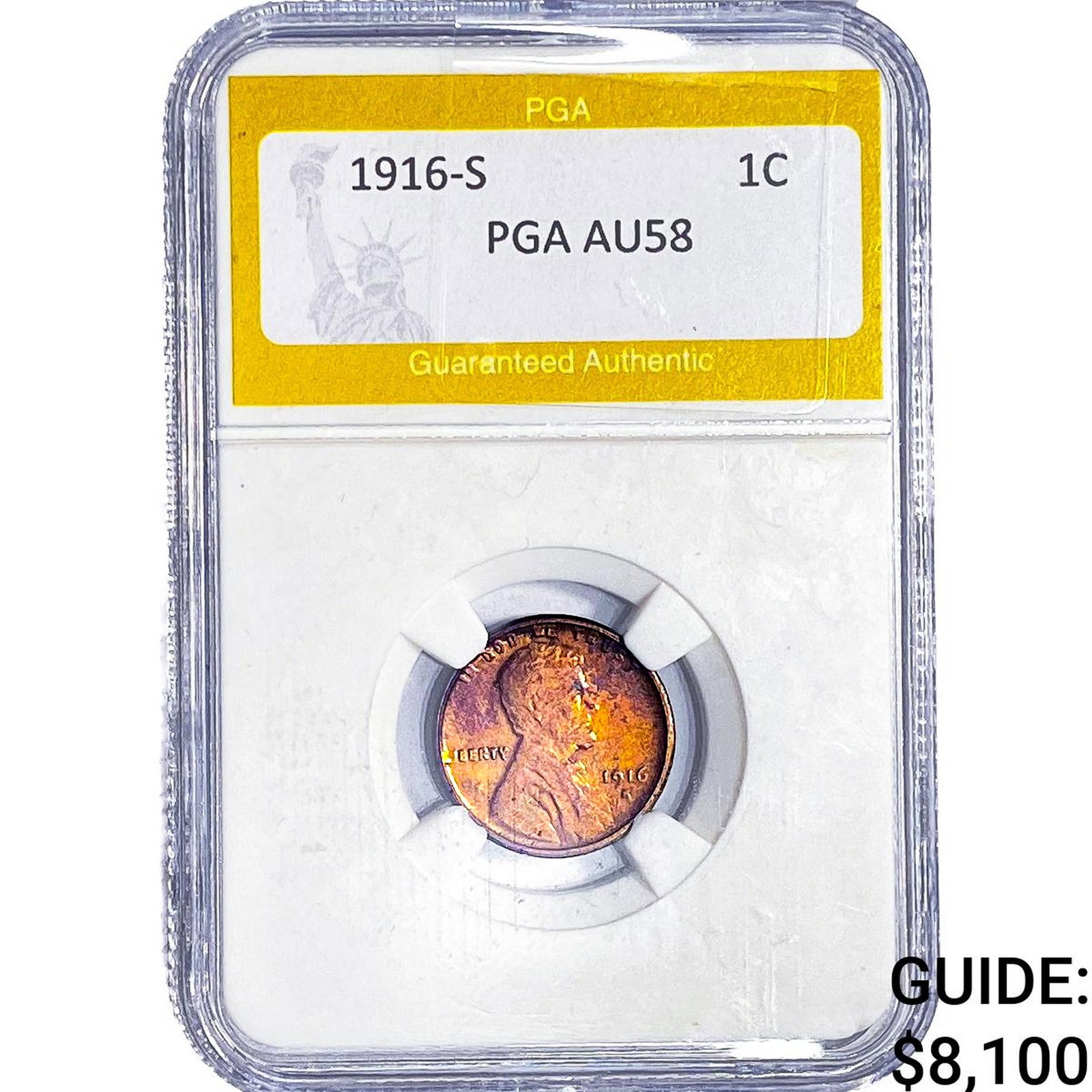 1916-S Walking Liberty Cent PGA AU58: 1916-S Walking Liberty Cent PGA AU58