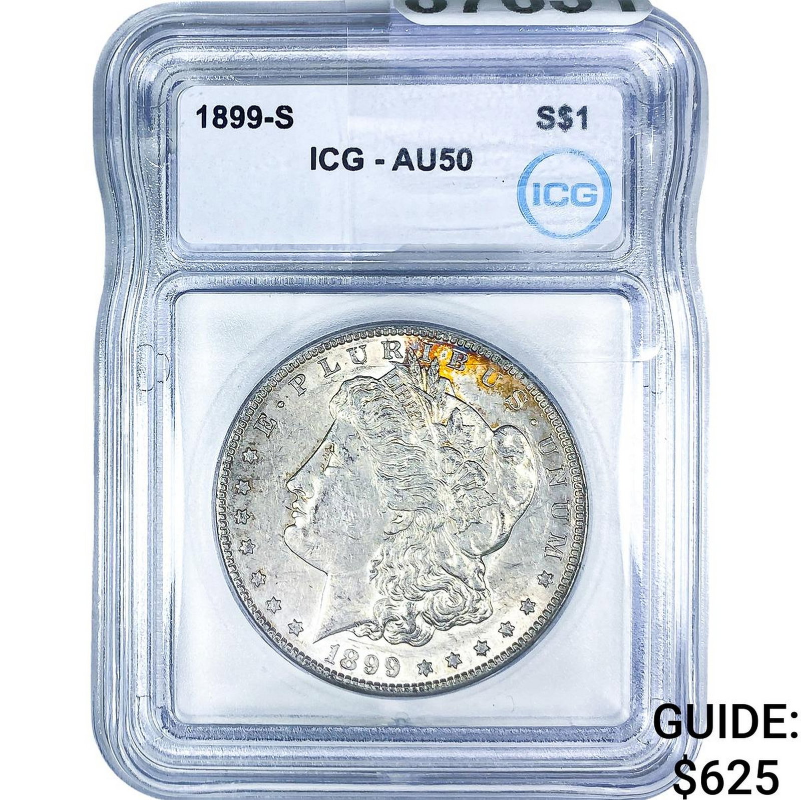 1899-S Morgan Silver Dollar ICG AU50: 1899-S Morgan Silver Dollar ICG AU50