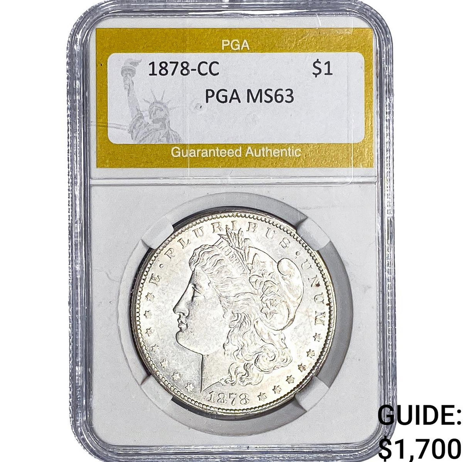 1878-CC Morgan Silver Dollar PGA MS63: 1878-CC Morgan Silver Dollar PGA MS63