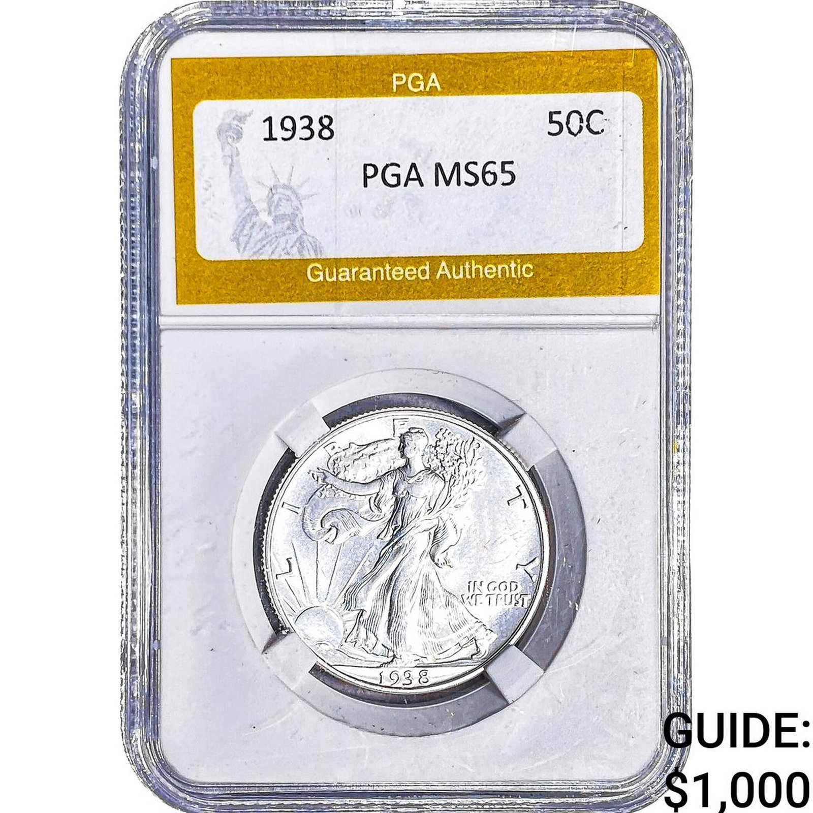 1938 Walking Liberty Half Dollar PGA MS65: 1938 Walking Liberty Half Dollar PGA MS65
