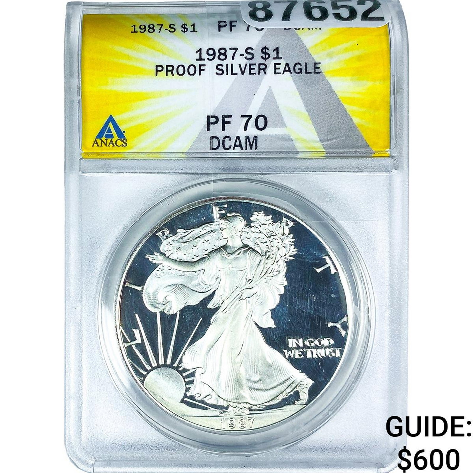 1987-S Silver Eagle ANACS PF70 DCAM: 1987-S Silver Eagle ANACS PF70 DCAM