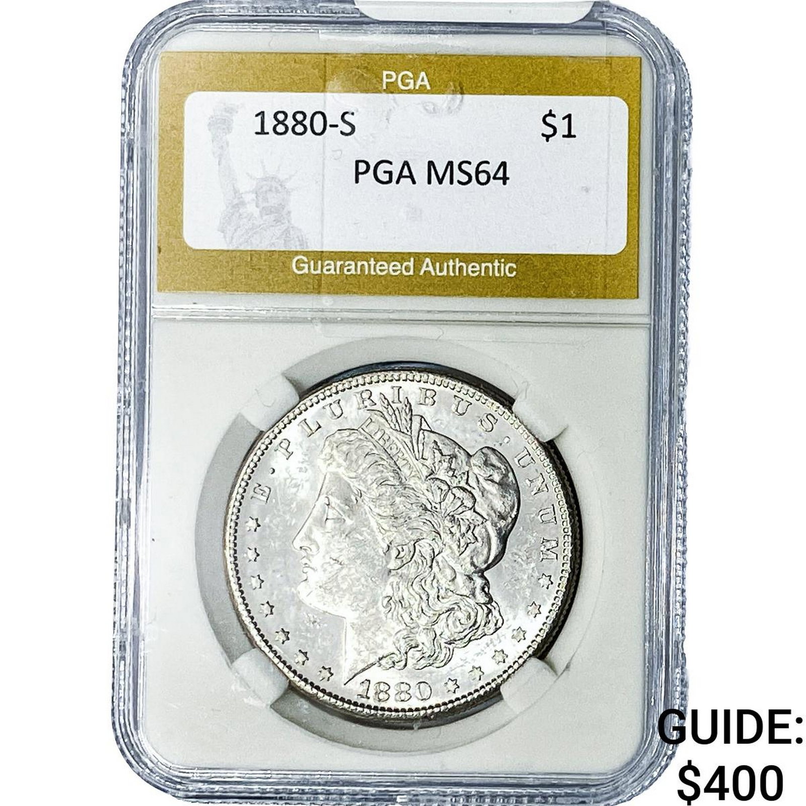 1880-S Morgan Silver Dollar PGA MS64: 1880-S Morgan Silver Dollar PGA MS64