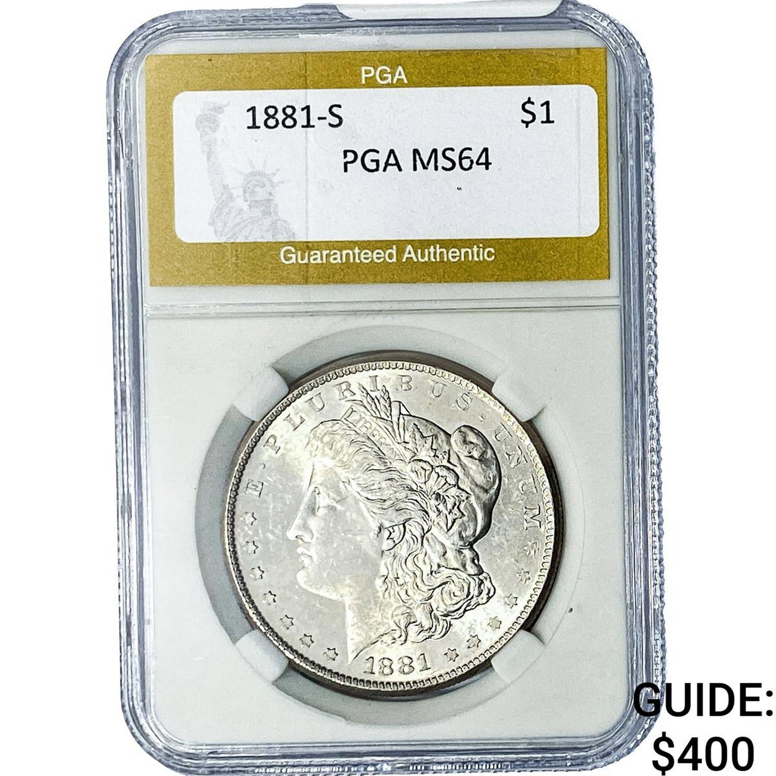 1881-S Morgan Silver Dollar PGA MS64: 1881-S Morgan Silver Dollar PGA MS64