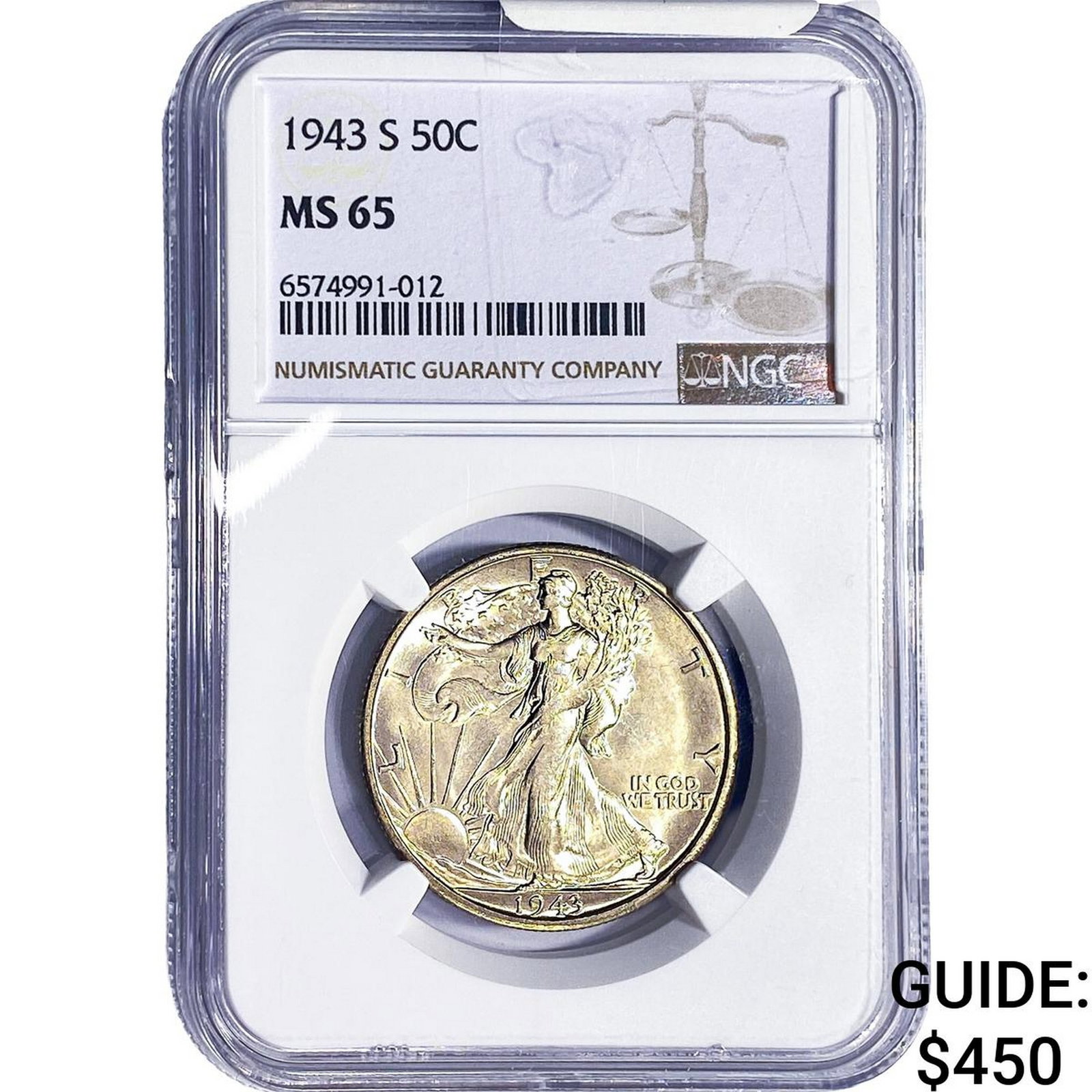 1943-S Walking Liberty Half Dollar NGC MS65 (1 of 2)