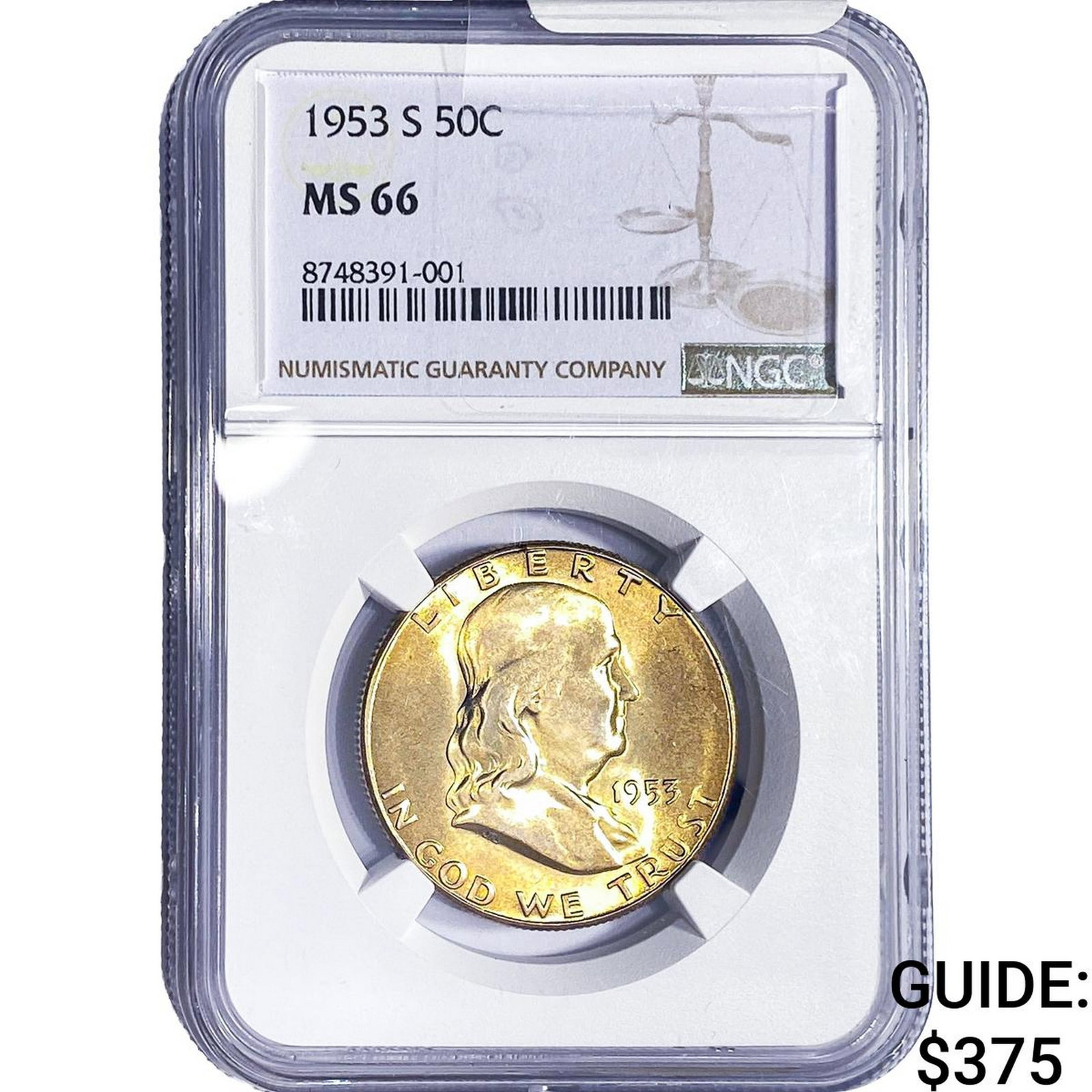 1953-S Franklin Half Dollar NGC MS66 (1 of 2)