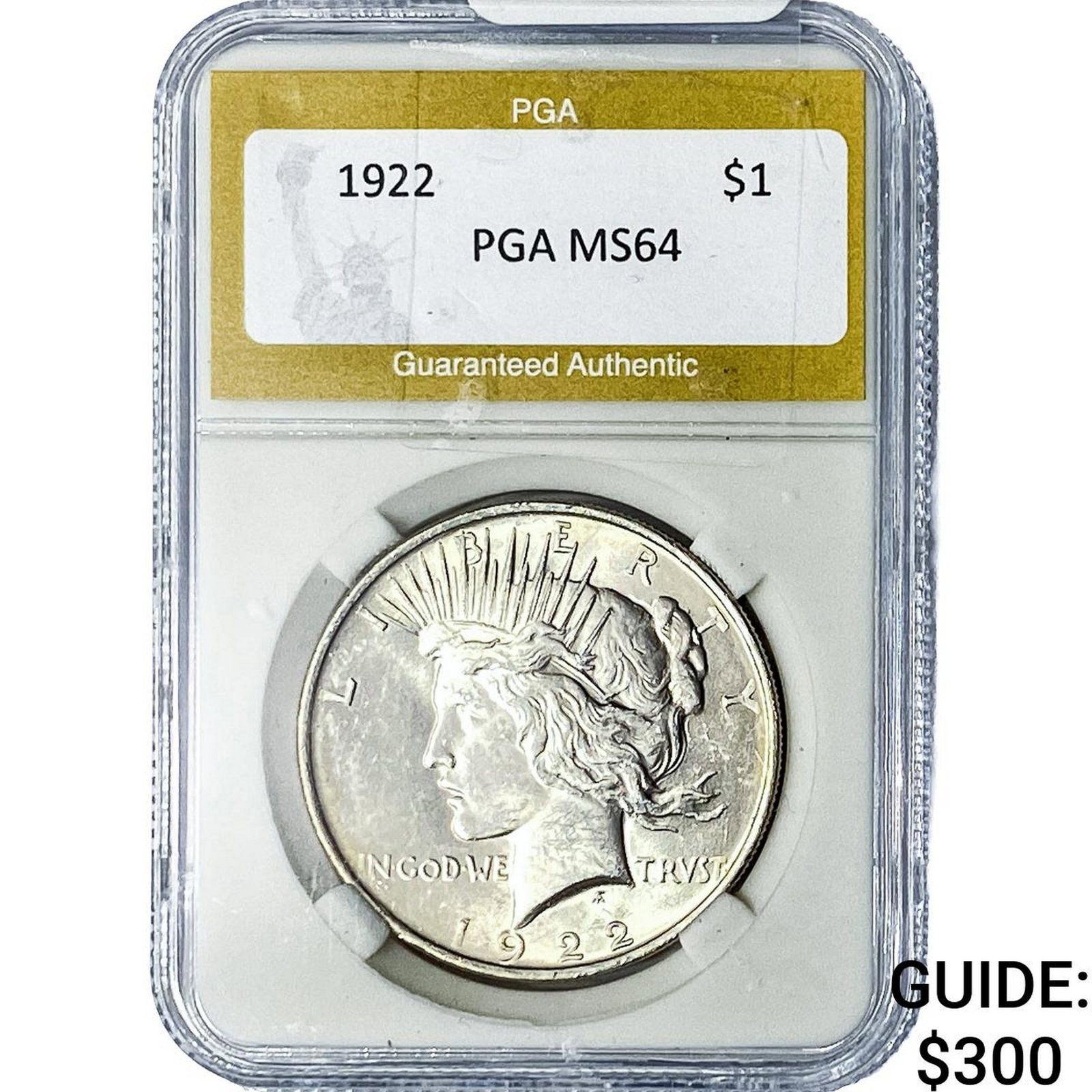 1922 Silver Peace Dollar PGA MS64: 1922 Silver Peace Dollar PGA MS64