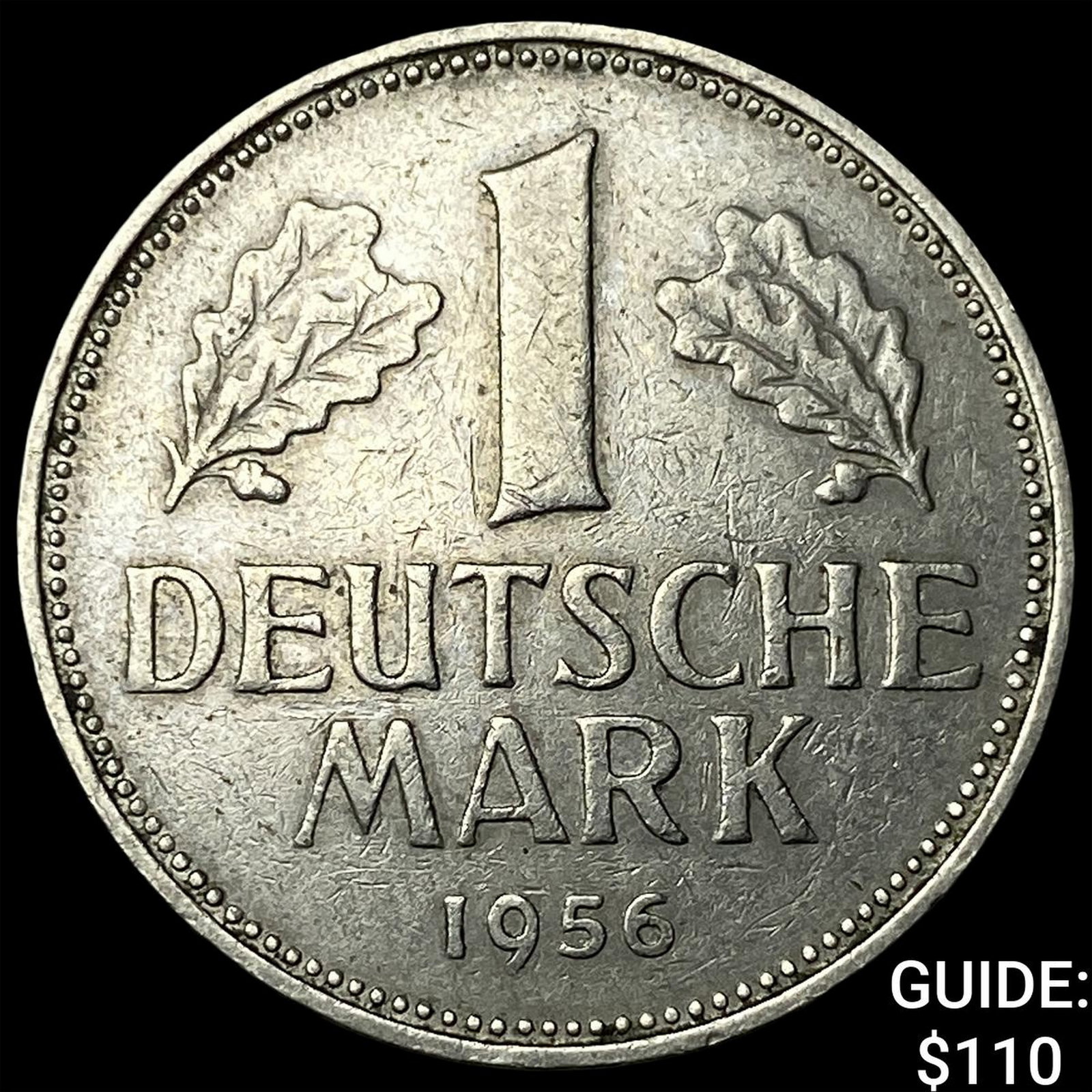 1956-F German Copper-Nickel Mark NEARLY UNCIRCULATED: 1956-F German Copper-Nickel Mark NEARLY UNCIRCULATED