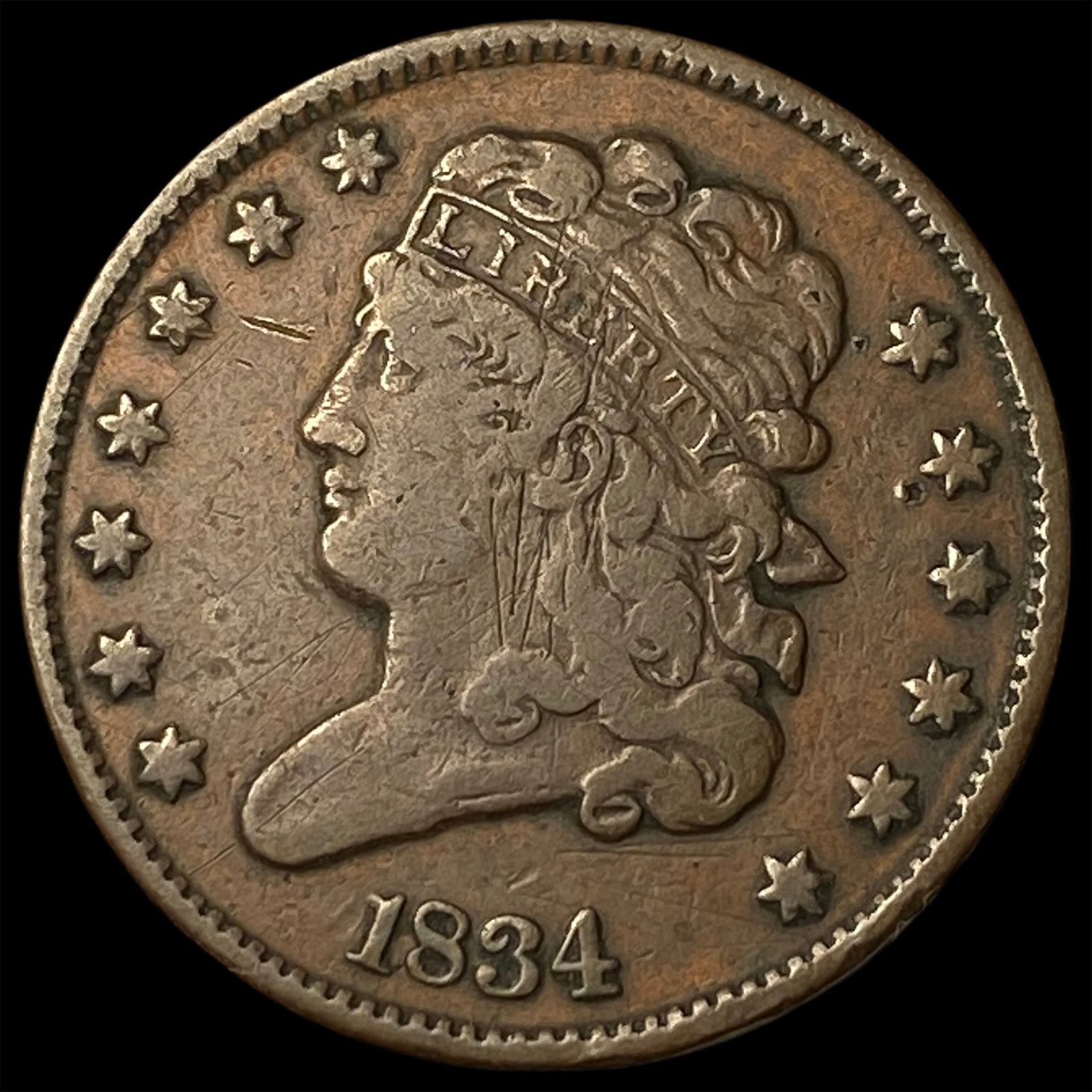 1834 Classic Head Half Cent CLOSELY UNCIRCULATED (1 of 2)