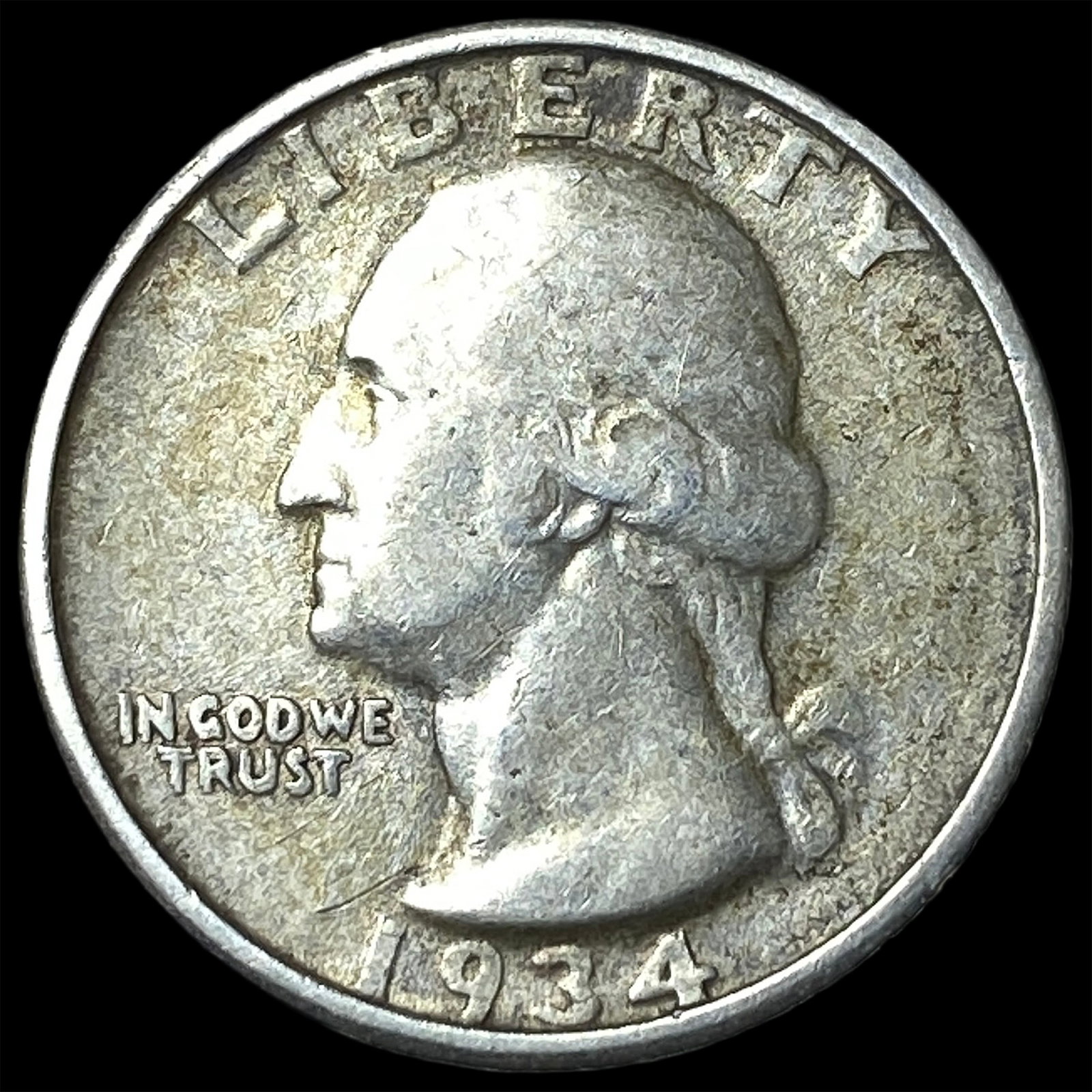 1934 Double Motto Washington Quarter NEARLY UNCIRCULATED (1 of 2)