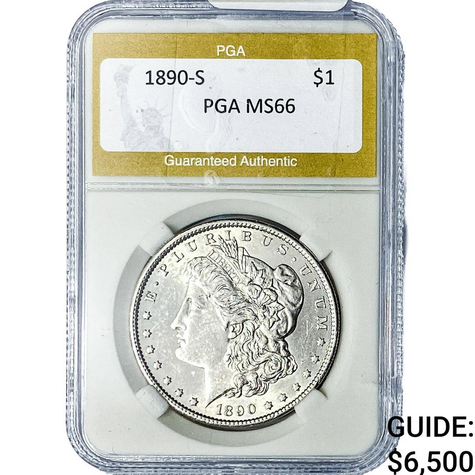 1890-S Morgan Silver Dollar PGA MS66: 1890-S Morgan Silver Dollar PGA MS66