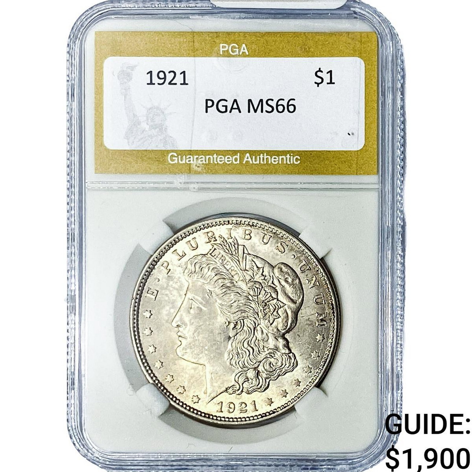 1921 Morgan Silver Dollar PGA MS66: 1921 Morgan Silver Dollar PGA MS66