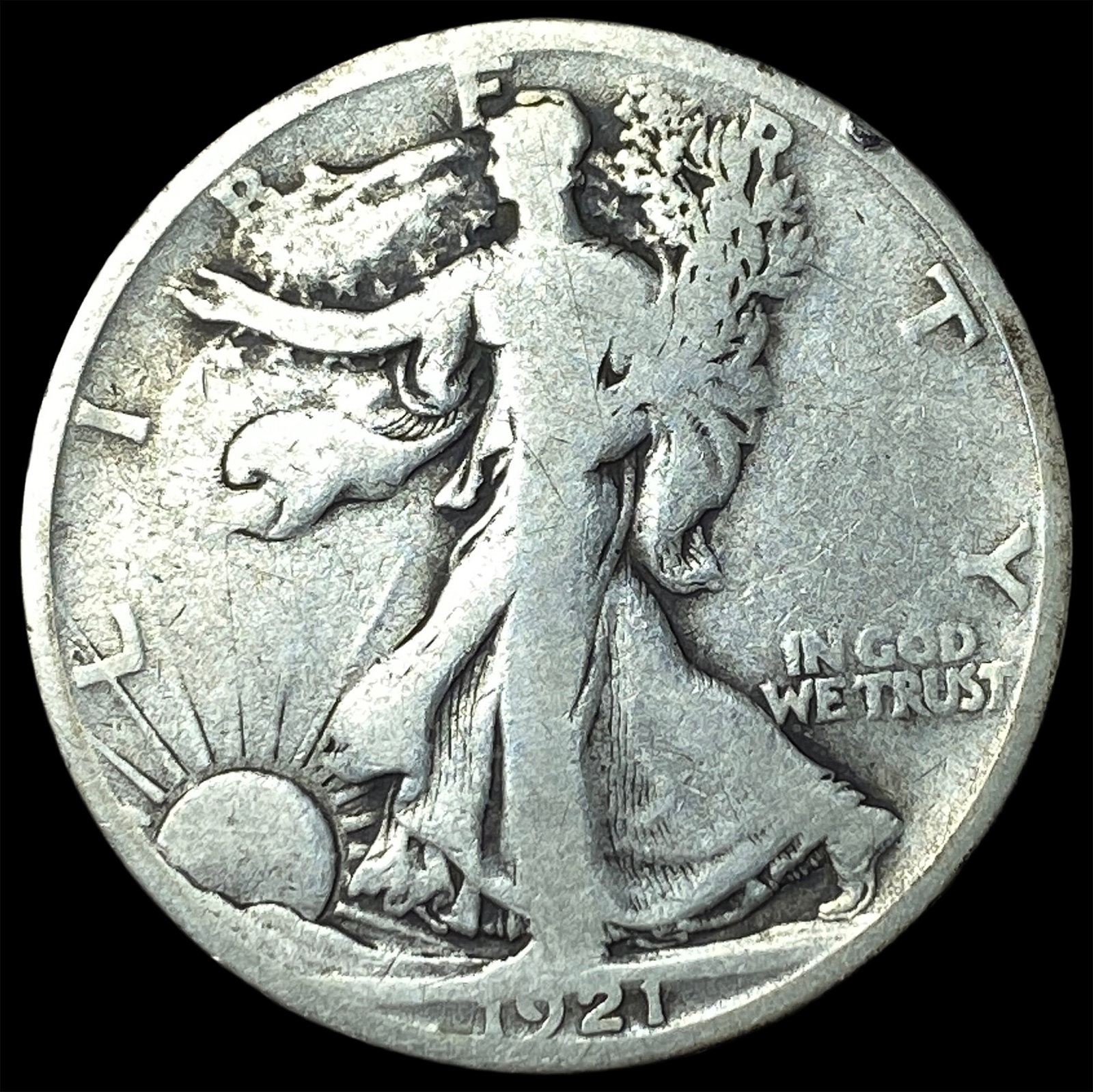 1921-S Silver Walking Liberty Half Dollar NICELY CIRCULATED: 1921-S Silver Walking Liberty Half Dollar NICELY CIRCULATED