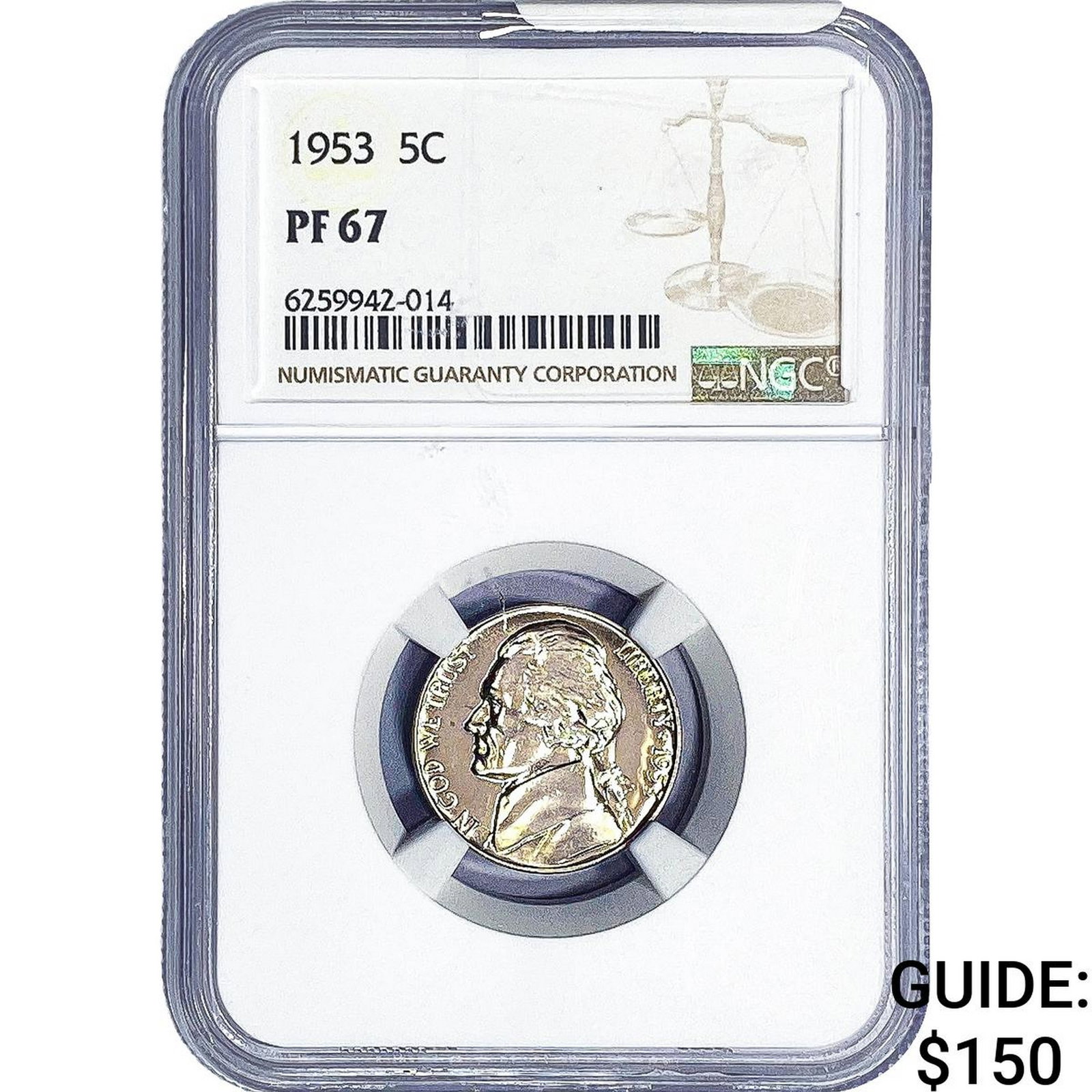 1953 Jefferson Nickel NGC PF67: 1953 Jefferson Nickel NGC PF67