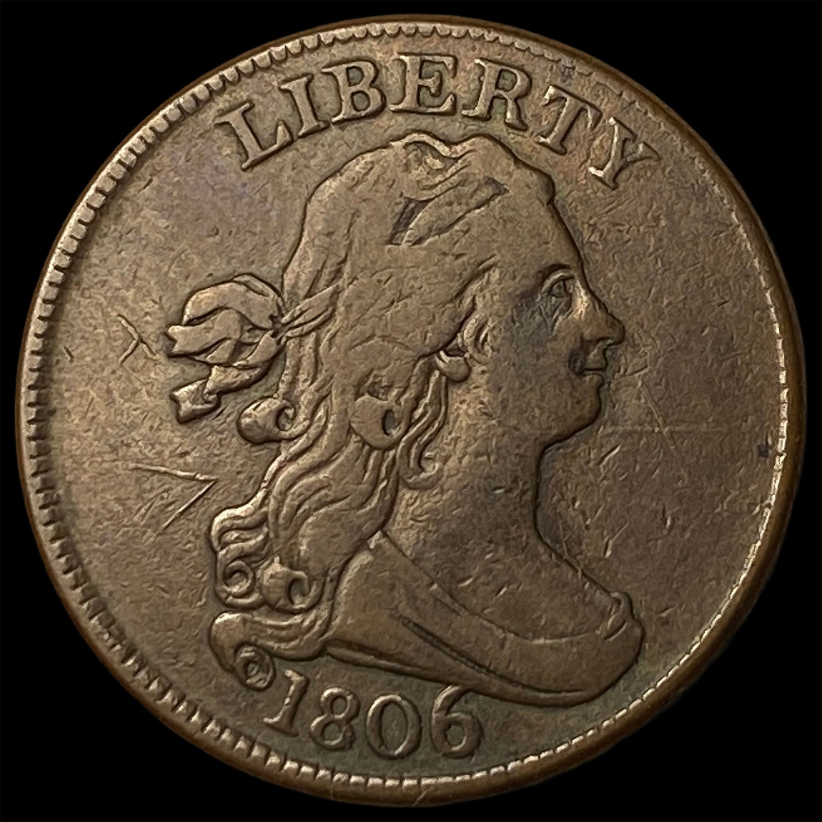 1806 Copper Half Cent CLOSELY UNCIRCULATED: 1806 Copper Half Cent CLOSELY UNCIRCULATED