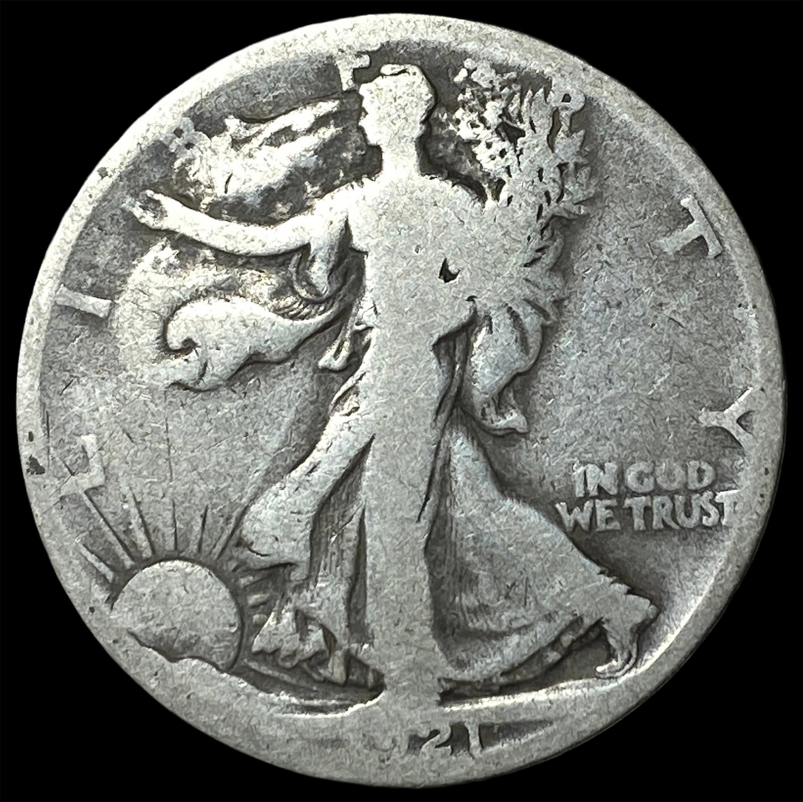 1921-S Silver Walking Liberty Half Dollar NICELY CIRCULATED: 1921-S Silver Walking Liberty Half Dollar NICELY CIRCULATED