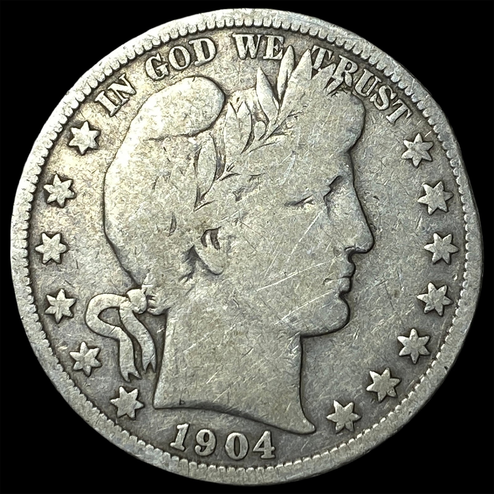 1904-O Silver Barber Half Dollar LIGHTLY CIRCULATED: 1904-O Silver Barber Half Dollar LIGHTLY CIRCULATED