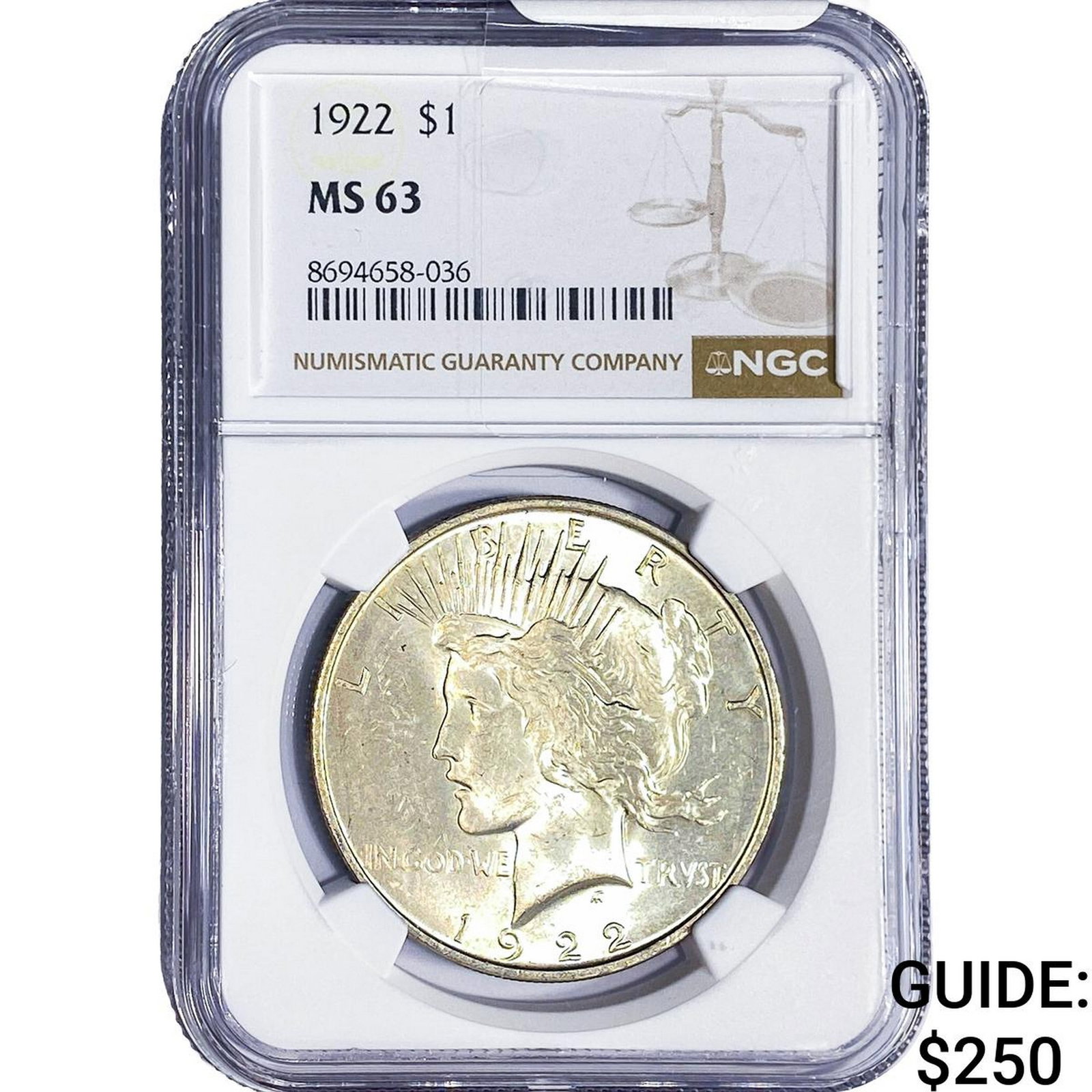 1922 Silver Peace Dollar NGC MS63 (1 of 2)