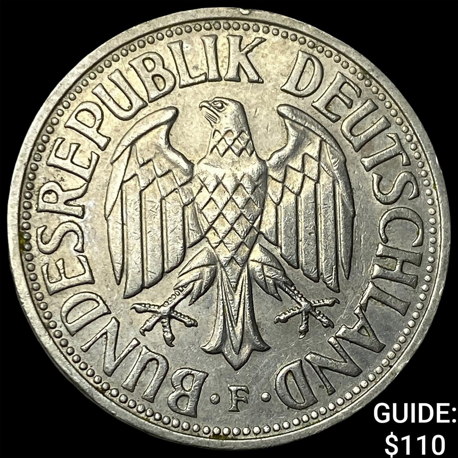 1956-F Germany Copper-Nickel Mark NEARLY UNCIRCULATED: 1956-F Germany Copper-Nickel Mark NEARLY UNCIRCULATED