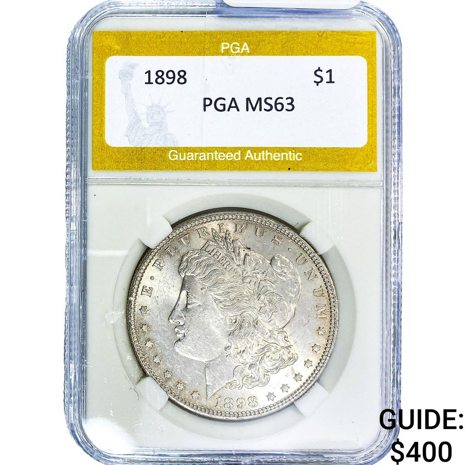 1898 Morgan Silver Dollar PGA MS63: 1898 Morgan Silver Dollar PGA MS63