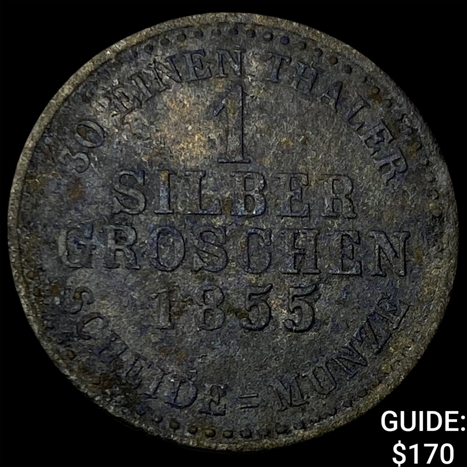 1855 German Hesse-Cassel Silver Groschen NEARLY UNCIRCULATED: 1855 German Hesse-Cassel Silver Groschen NEARLY UNCIRCULATED