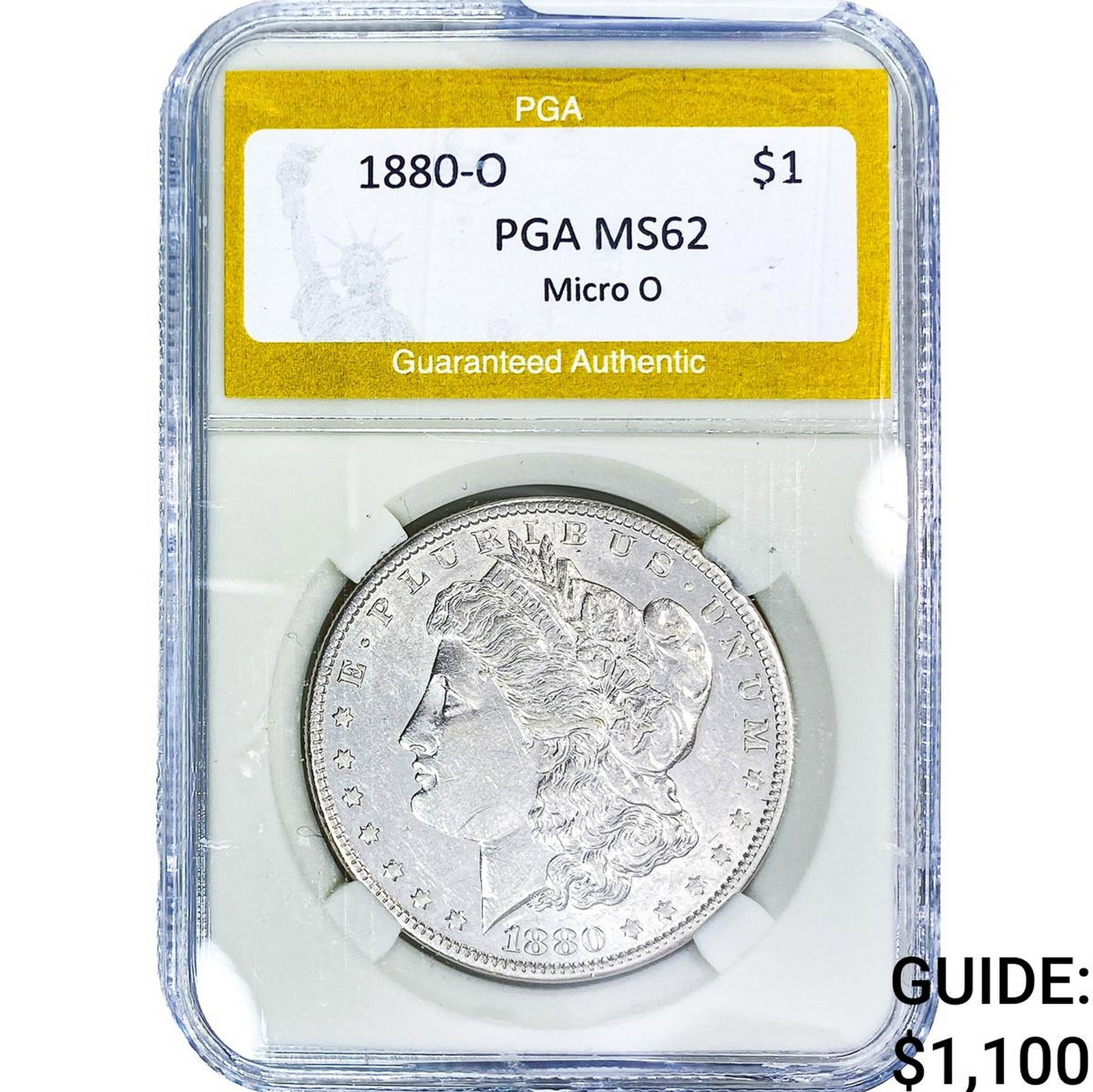 1880-O Morgan Silver Dollar PGA MS62 Micro O: 1880-O Morgan Silver Dollar PGA MS62 Micro O
