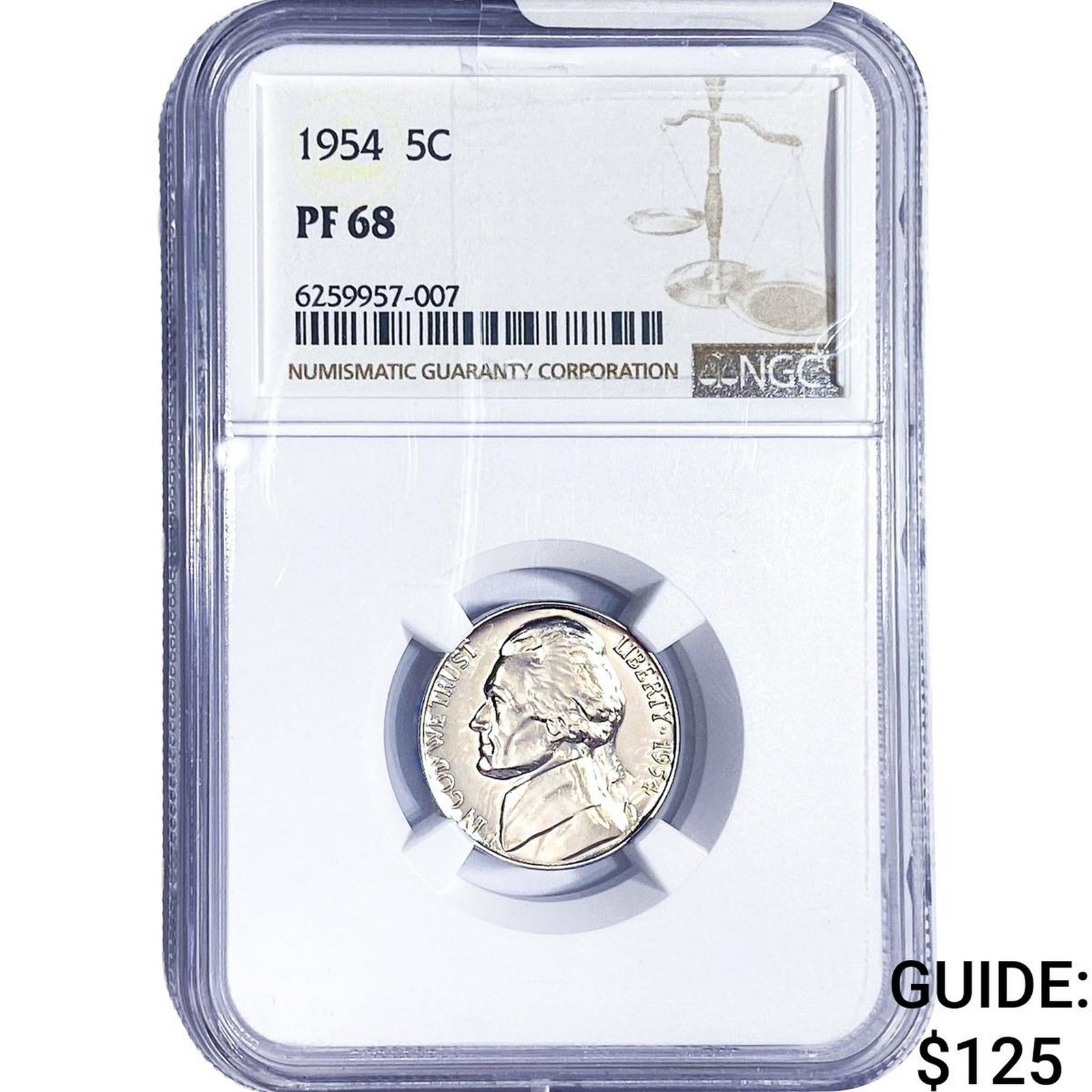 1954 Jefferson Nickel NGC PF68: 1954 Jefferson Nickel NGC PF68