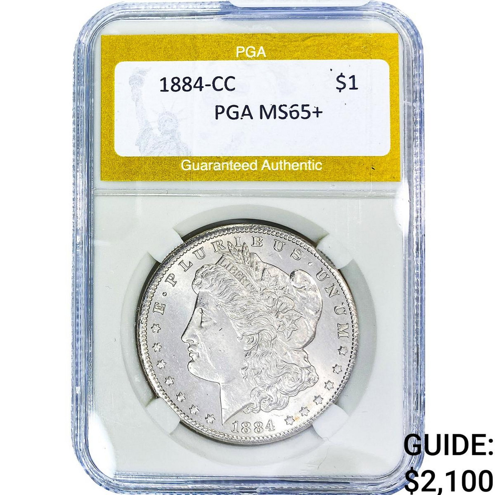 1884-CC Morgan Silver Dollar PGA MS65+: 1884-CC Morgan Silver Dollar PGA MS65+