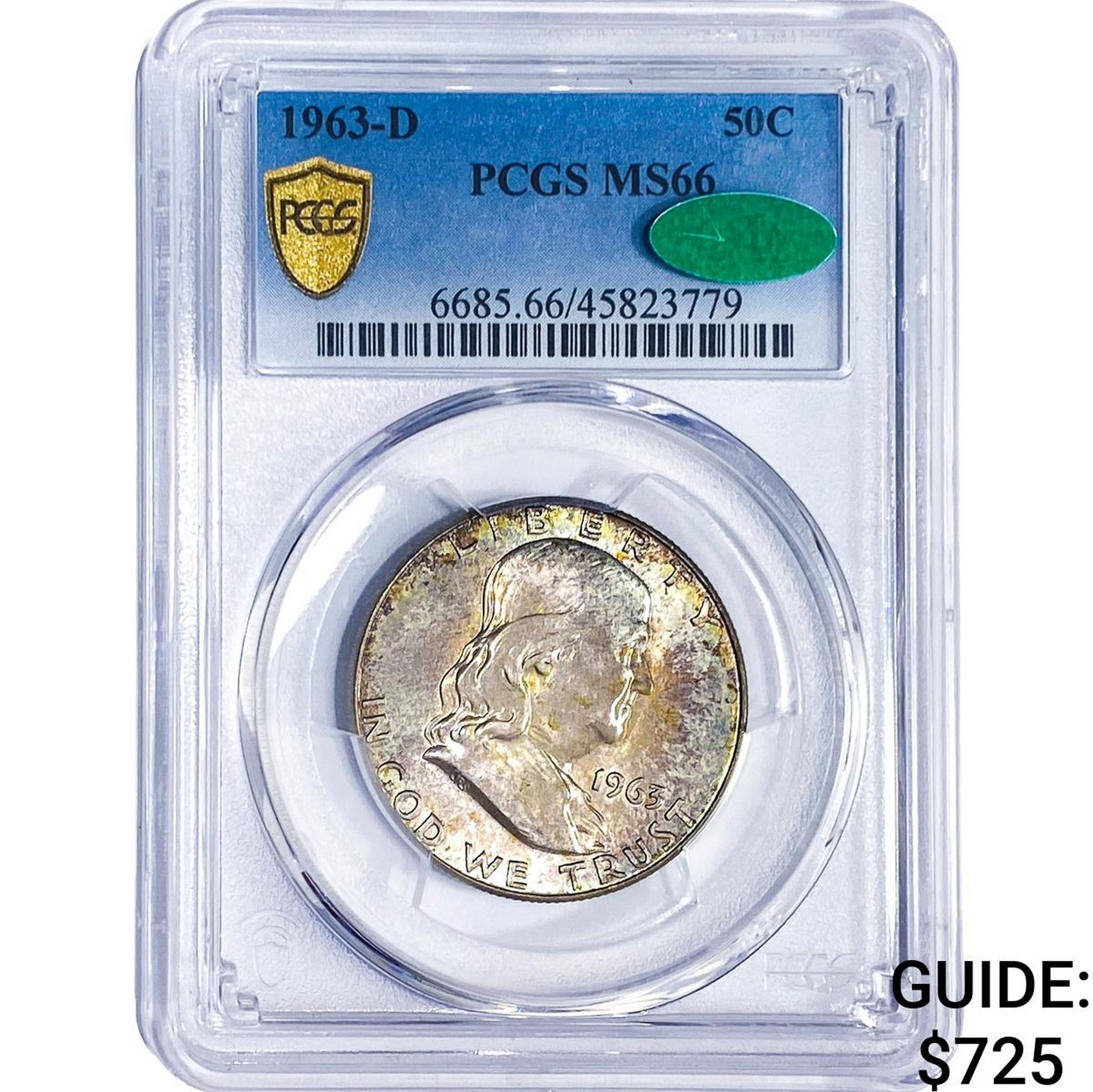 1963-D CAC Franklin Half Dollar PCGS MS66: 1963-D CAC Franklin Half Dollar PCGS MS66