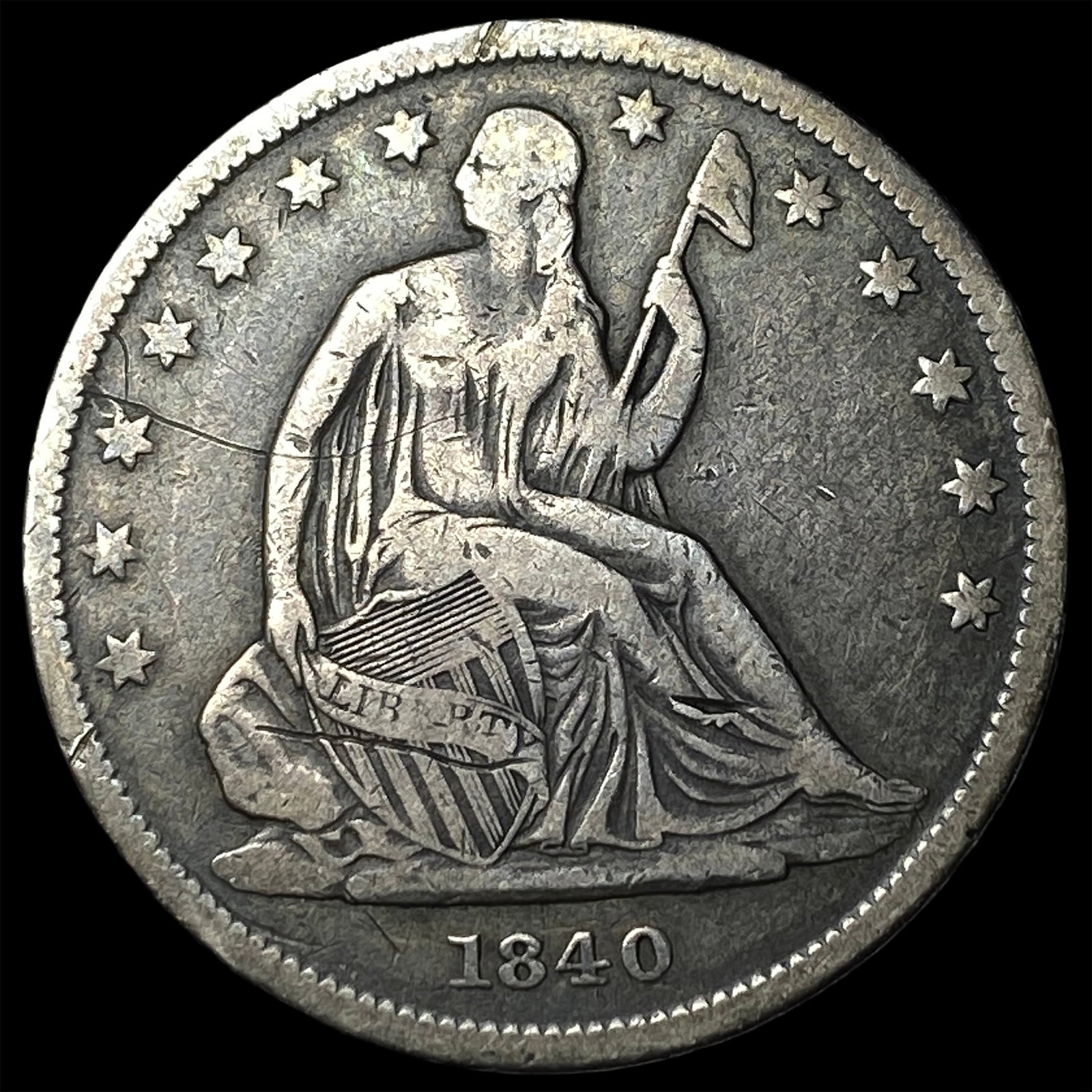 1840 Silver Seated Liberty Half Dollar LIGHTLY CIRCULATED (1 of 2)