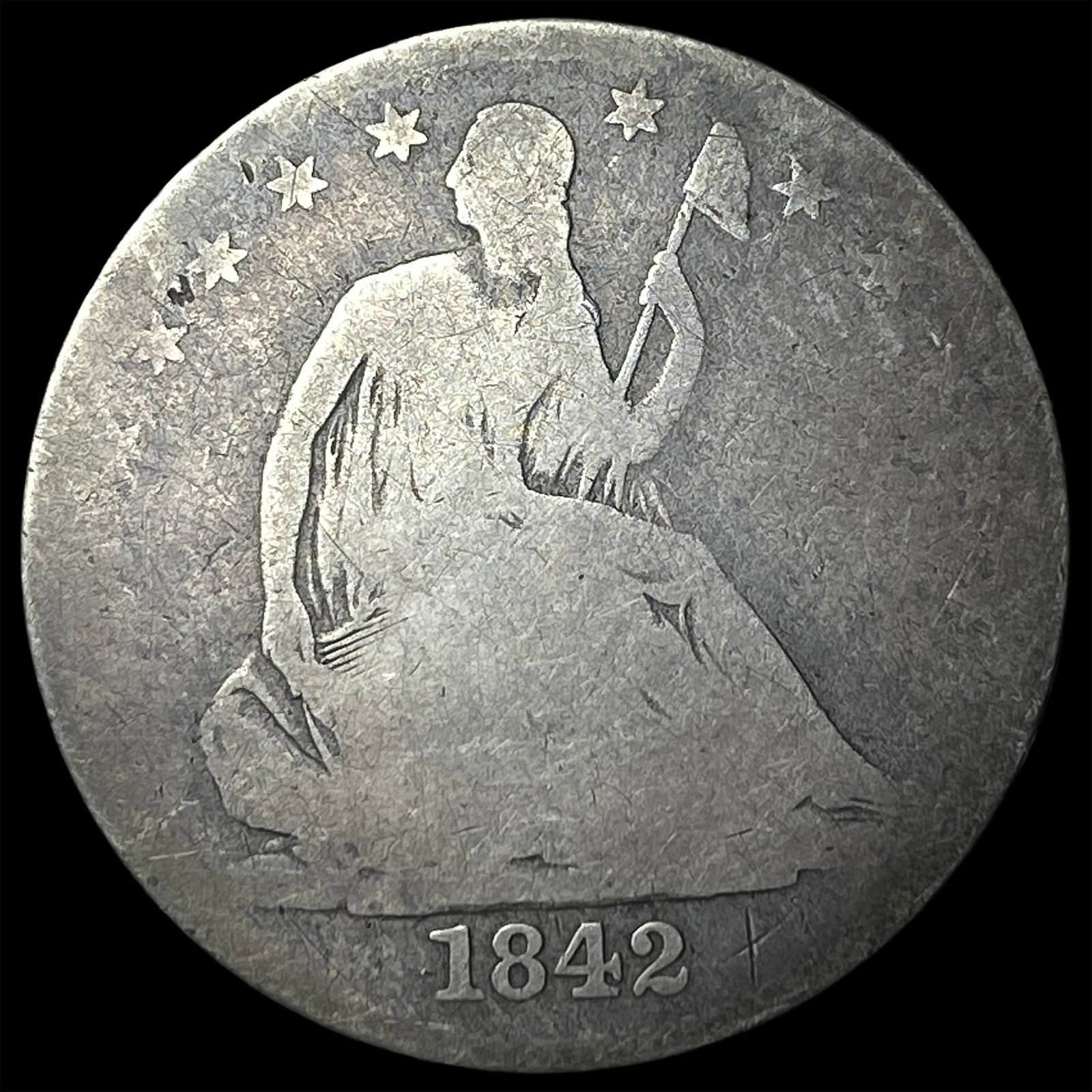 1842-O Silver Seated Liberty Half Dollar NICELY CIRCULATED (1 of 2)