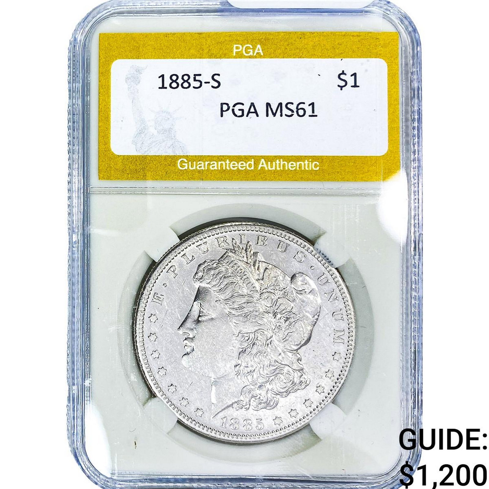 1885-S Morgan Silver Dollar PGA MS61: 1885-S Morgan Silver Dollar PGA MS61