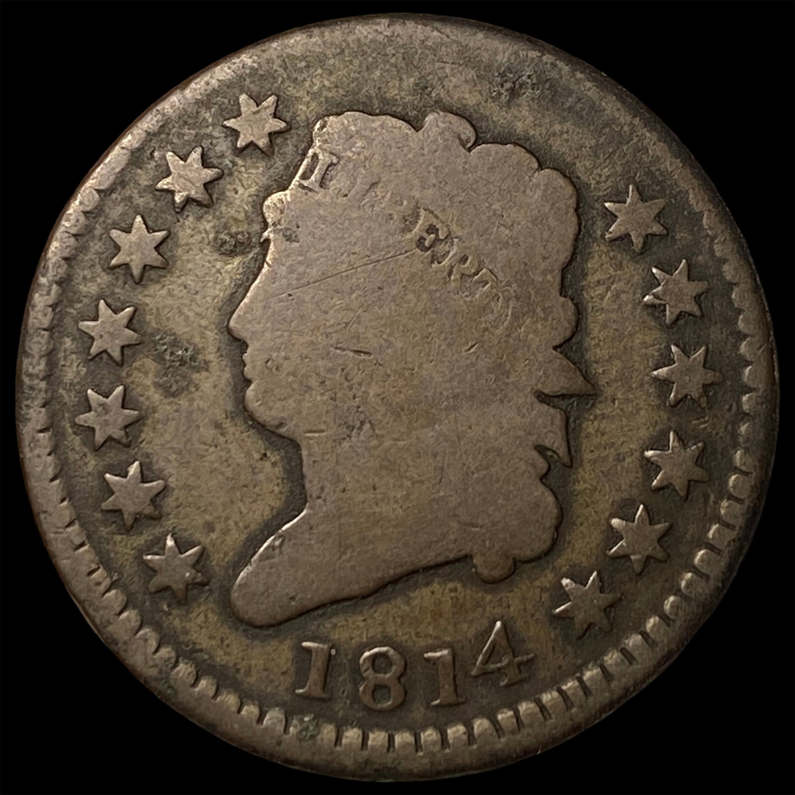 1814 Classic Head Large Cent NICELY CIRCULATED: 1814 Classic Head Large Cent NICELY CIRCULATED