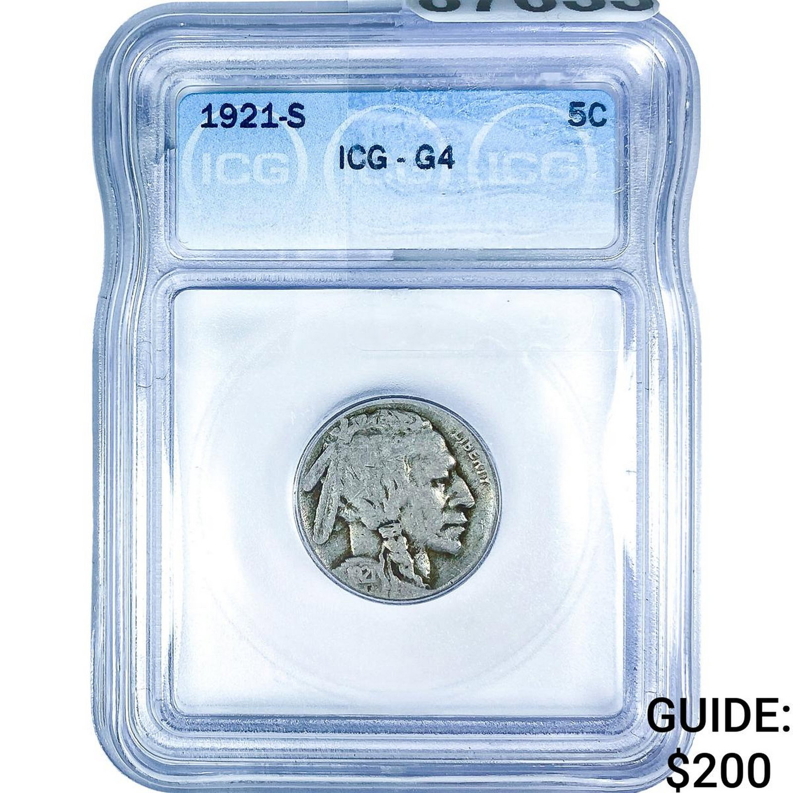 1921-S Buffalo Nickel ICG G4: 1921-S Buffalo Nickel ICG G4
