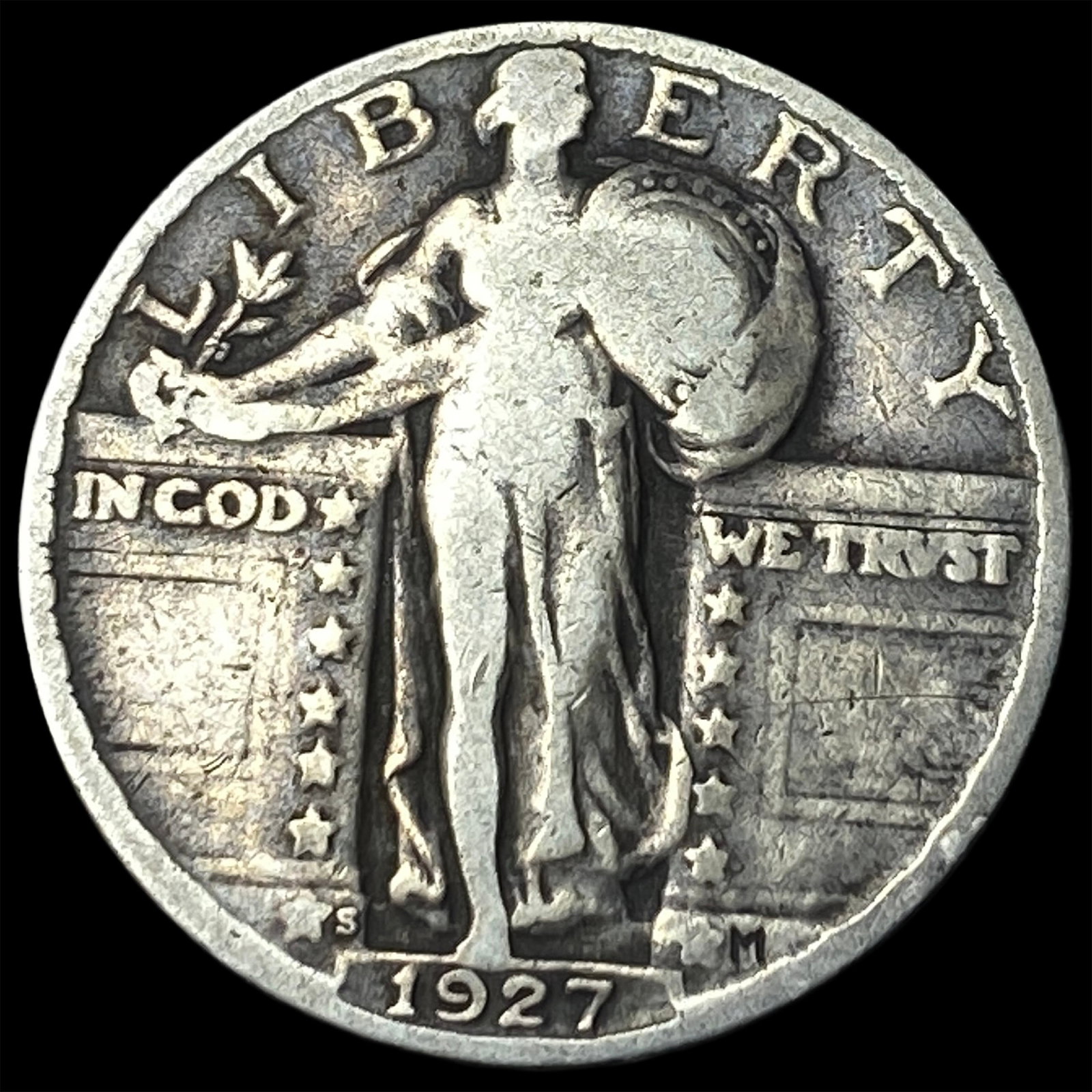 1927-S Silver Standing Liberty Quarter LIGHTLY CIRCULATED: 1927-S Silver Standing Liberty Quarter LIGHTLY CIRCULATED