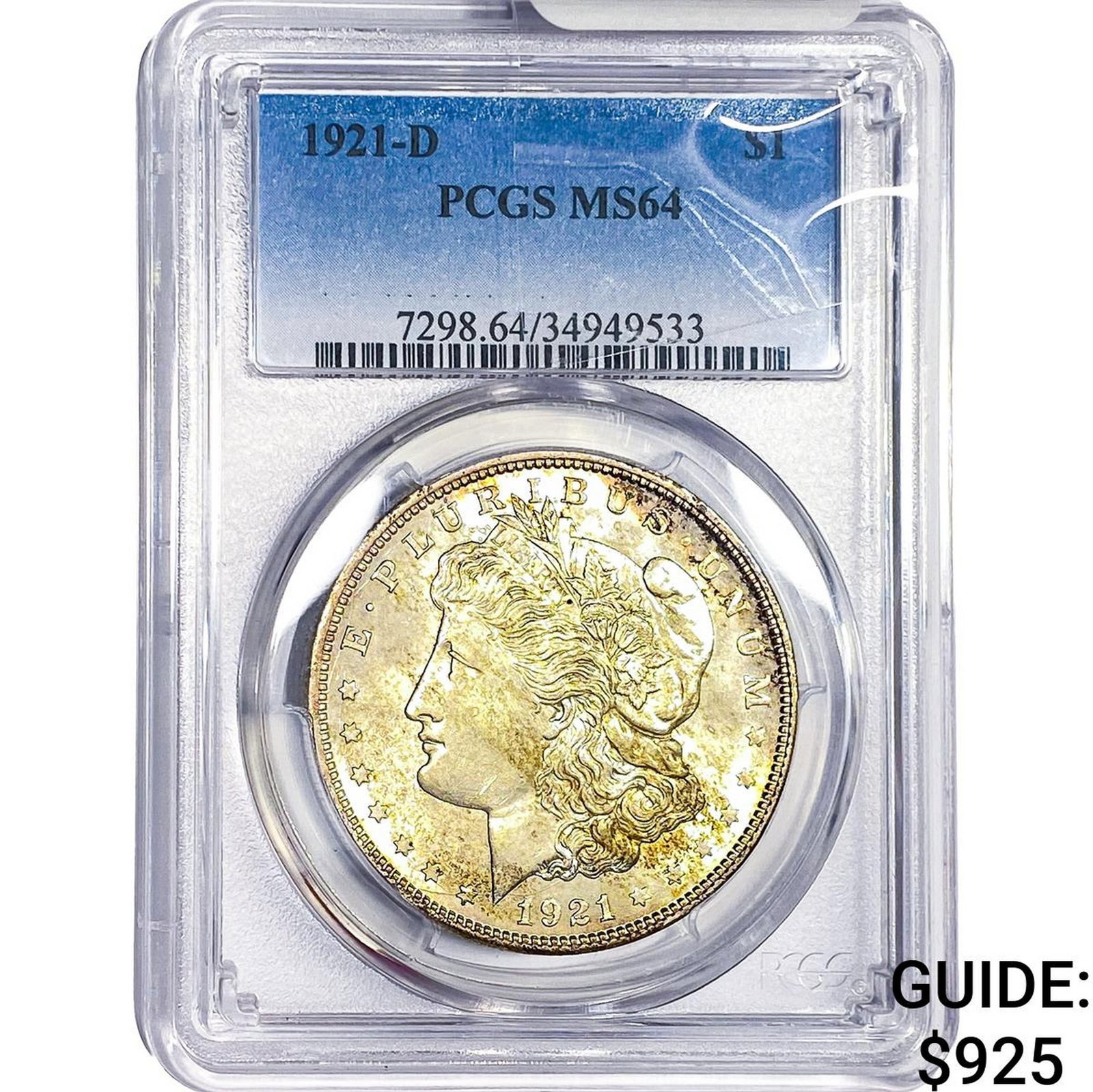 1921-D Morgan Silver Dollar PCGS MS64: 1921-D Morgan Silver Dollar PCGS MS64