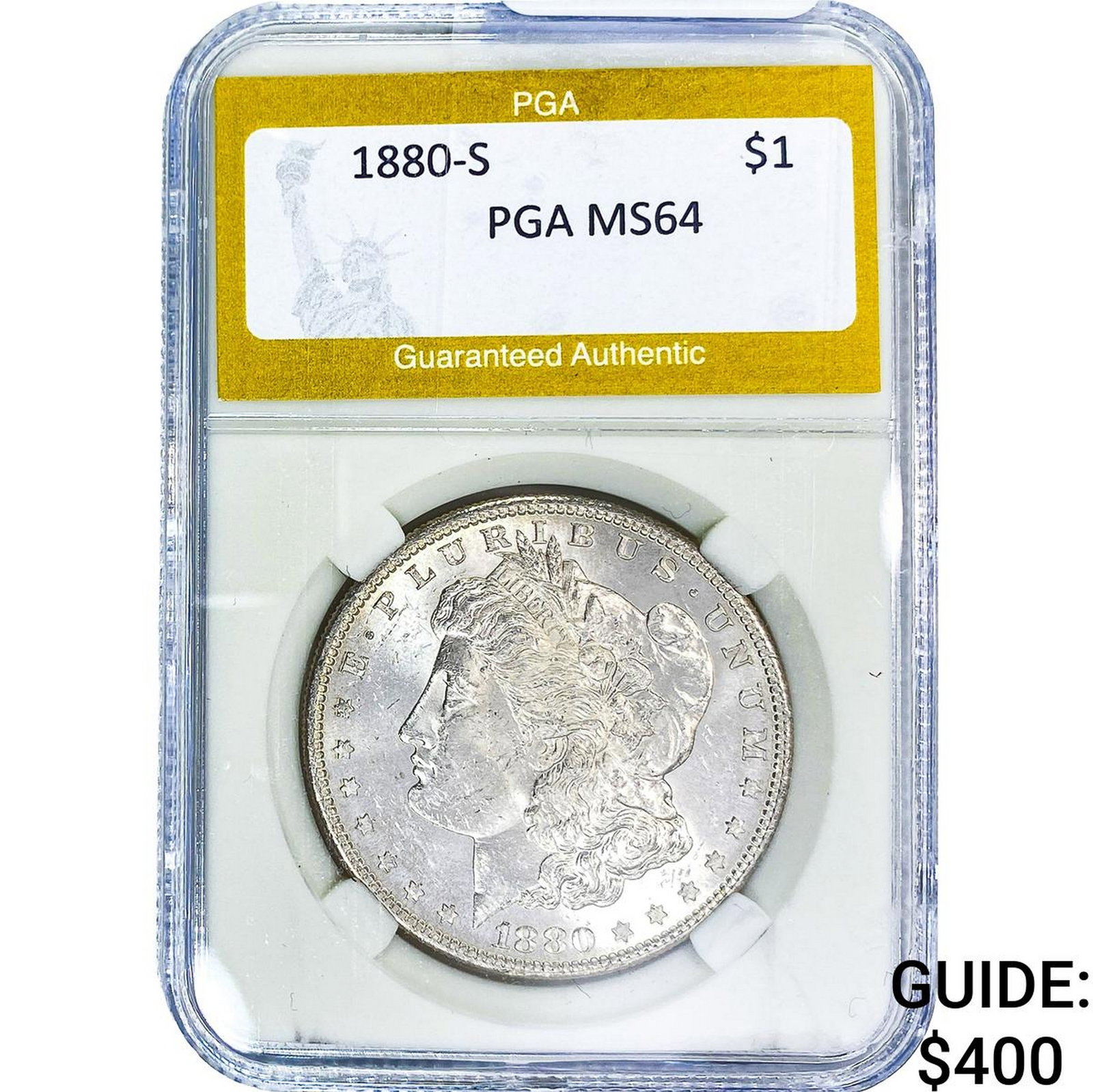 1880-S Morgan Silver Dollar PGA MS64: 1880-S Morgan Silver Dollar PGA MS64