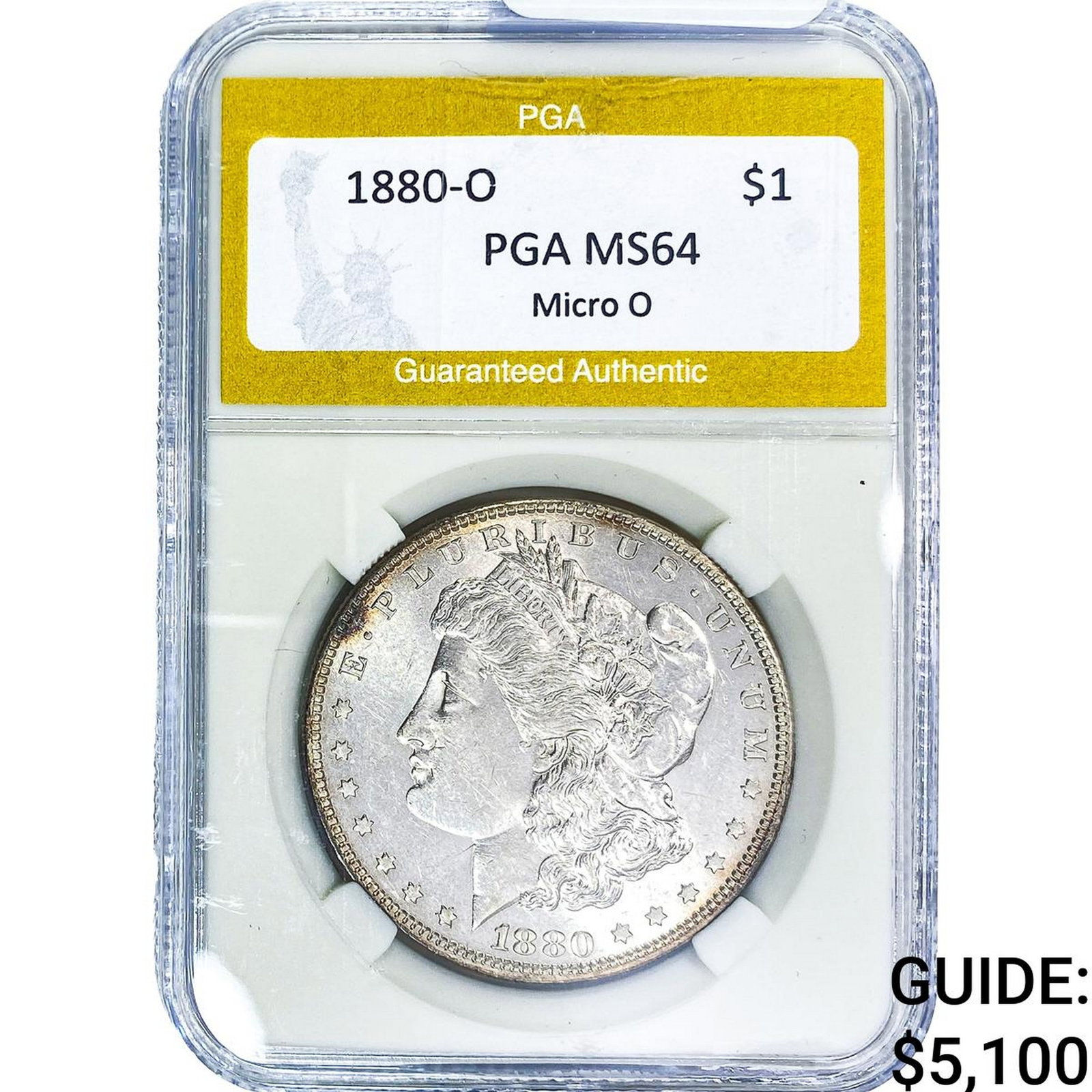 1880-O Morgan Silver Dollar PGA MS64 Micro O: 1880-O Morgan Silver Dollar PGA MS64 Micro O