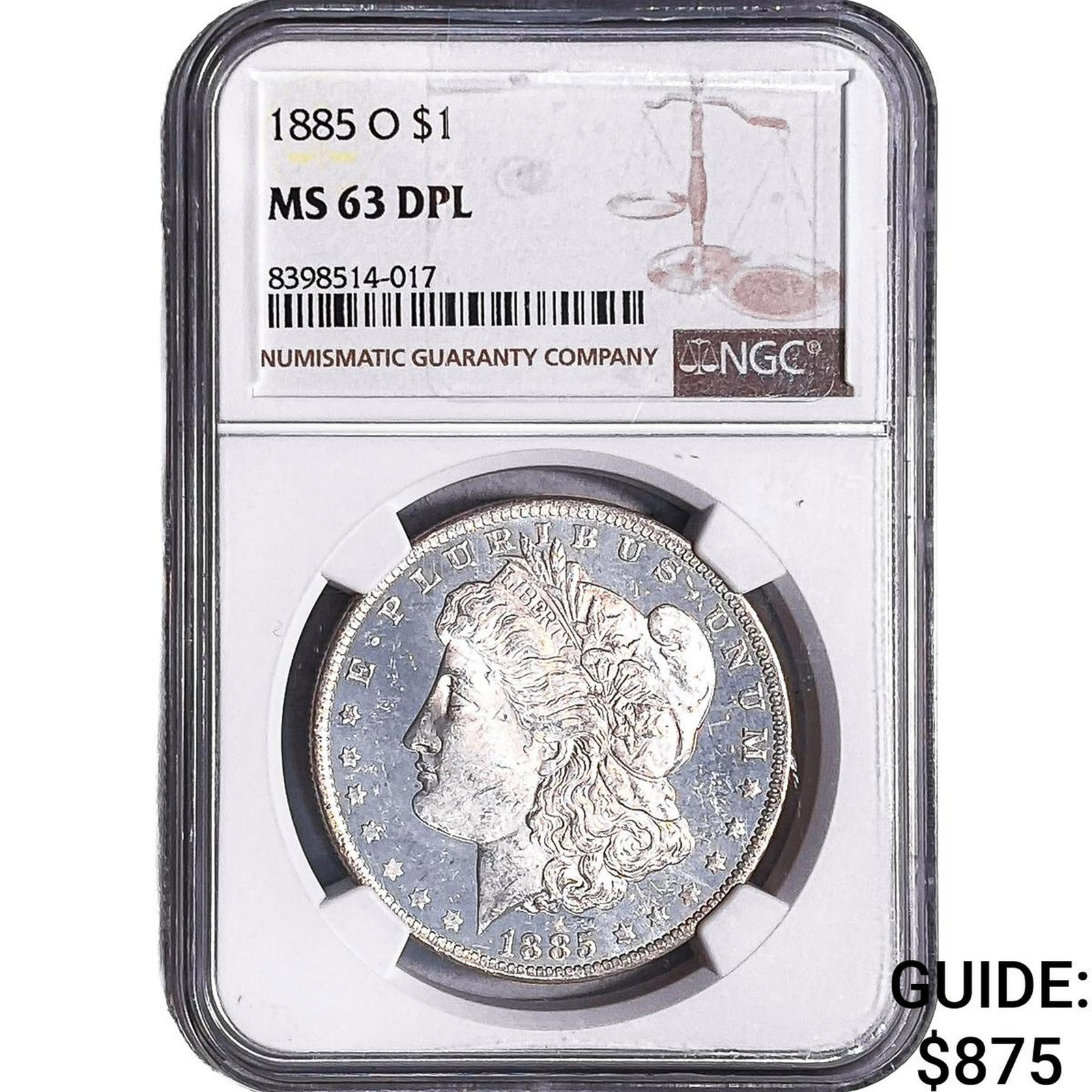 1885-O Morgan Silver Dollar NGC MS63 DPL: 1885-O Morgan Silver Dollar NGC MS63 DPL