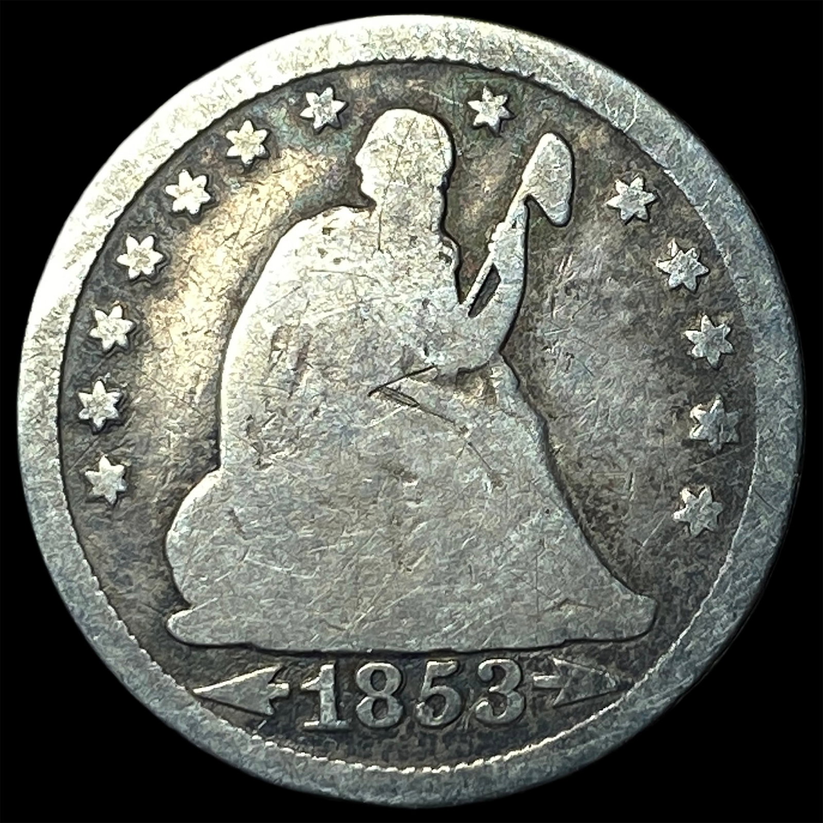 1853-O Arrows/rays Seated Liberty Quarter NICELY CIRCULATED: 1853-O Arrows/rays Seated Liberty Quarter NICELY CIRCULATED