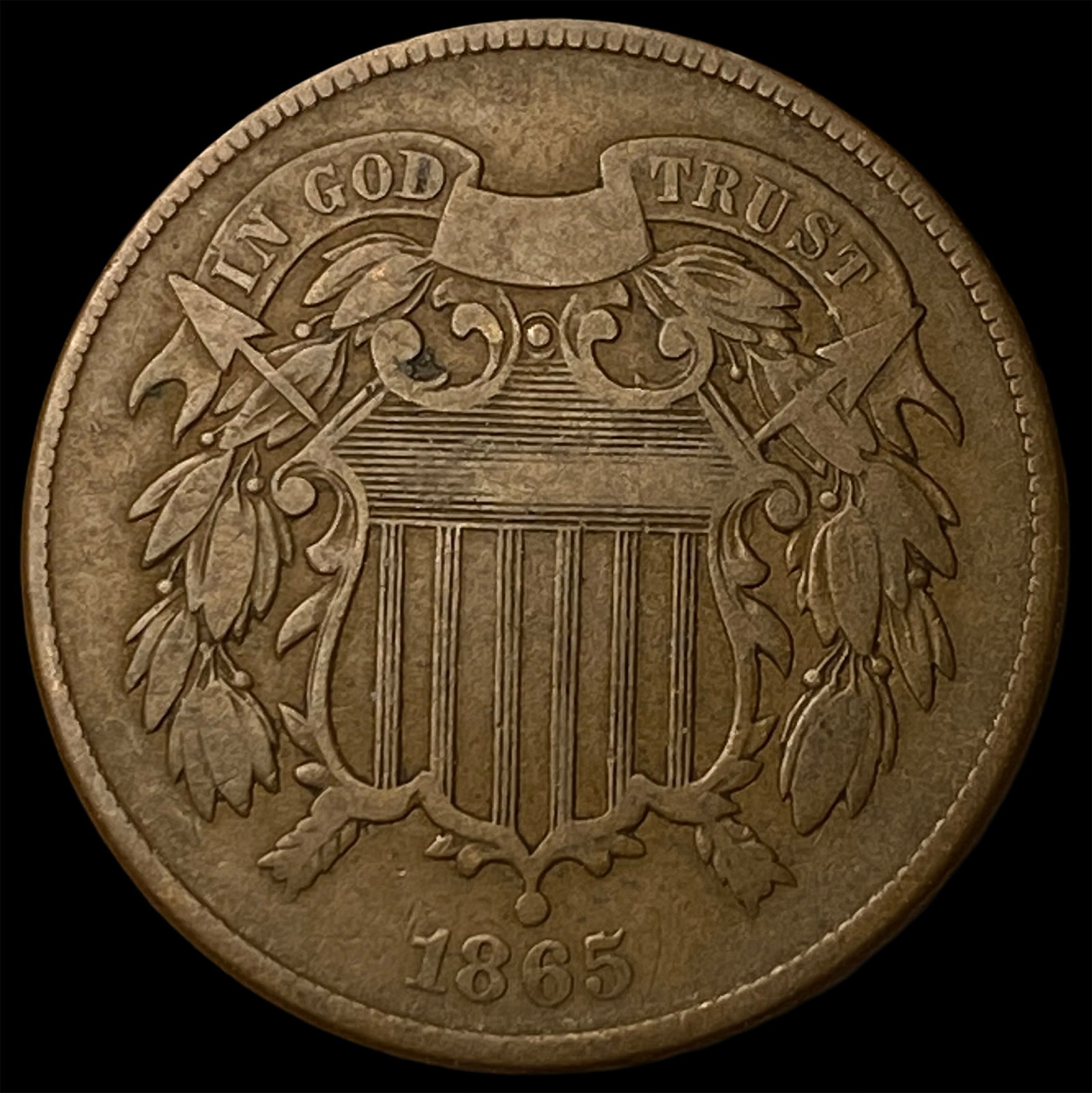 1865 Two-Cent Piece CLOSELY UNCIRCULATED (1 of 2)