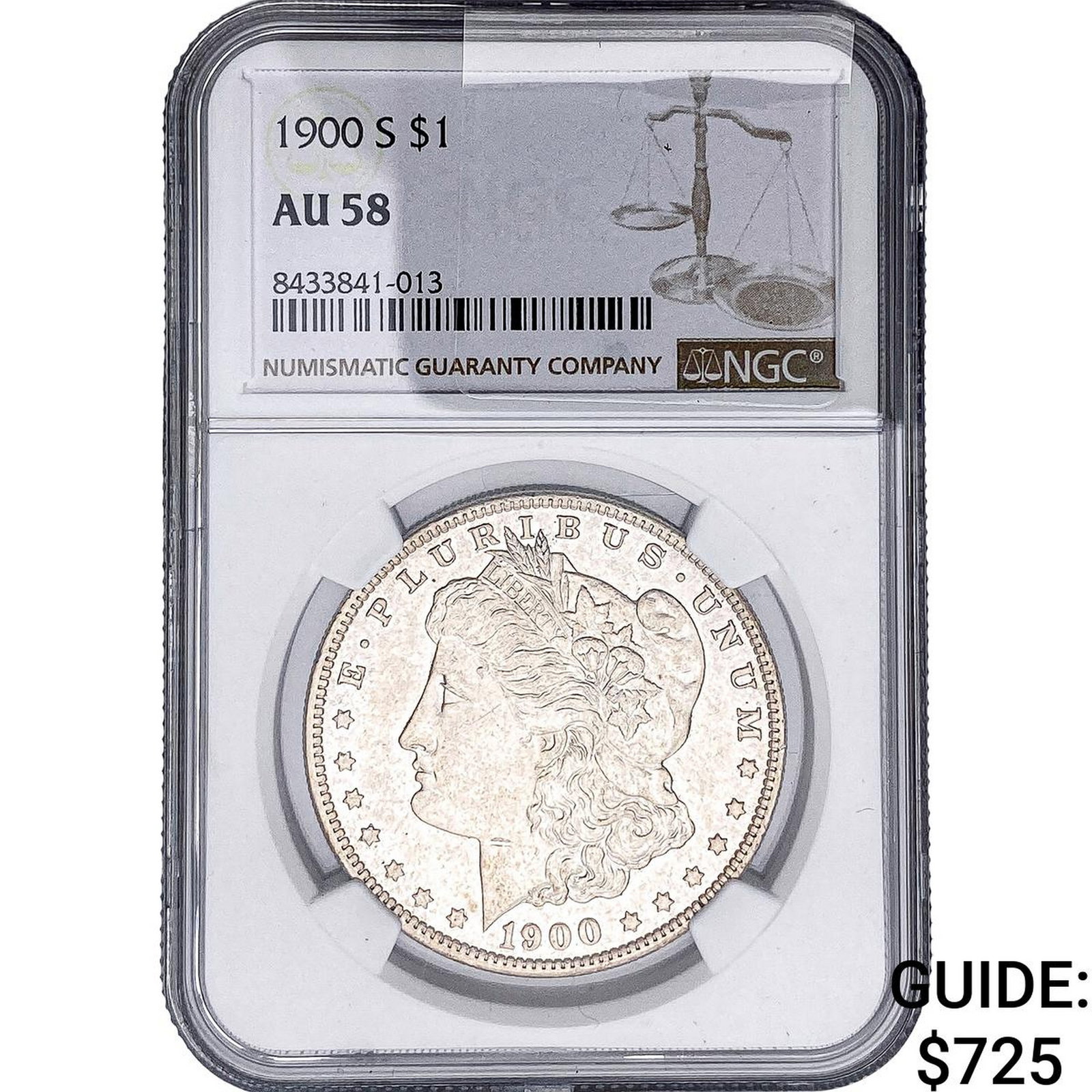 1900-S Morgan Silver Dollar NGC AU58: 1900-S Morgan Silver Dollar NGC AU58